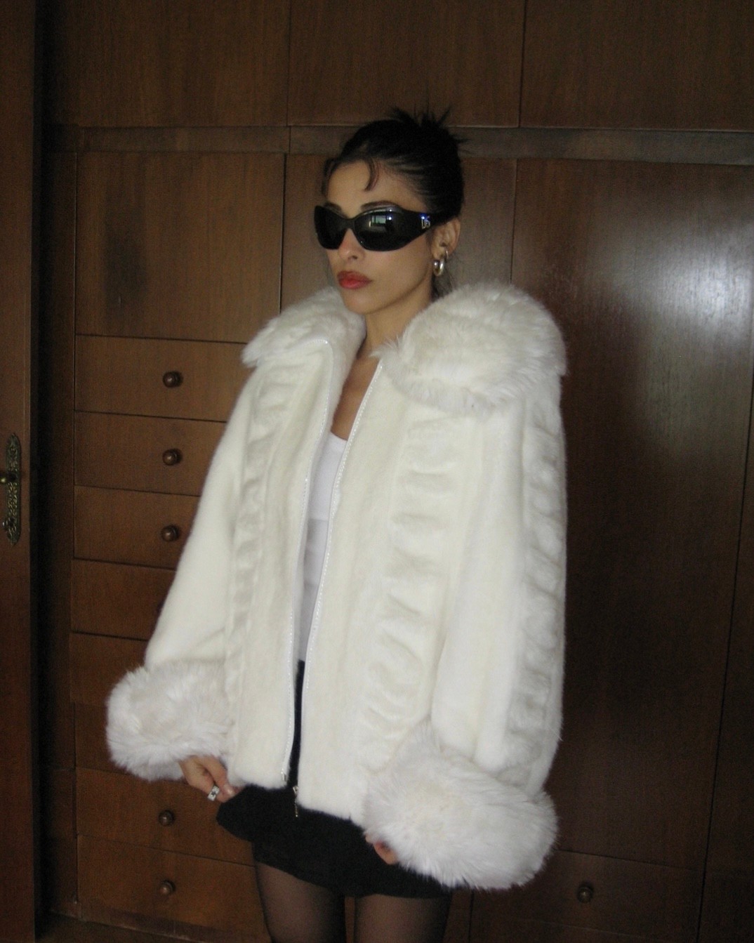 Vintage White Faux Fur Coat