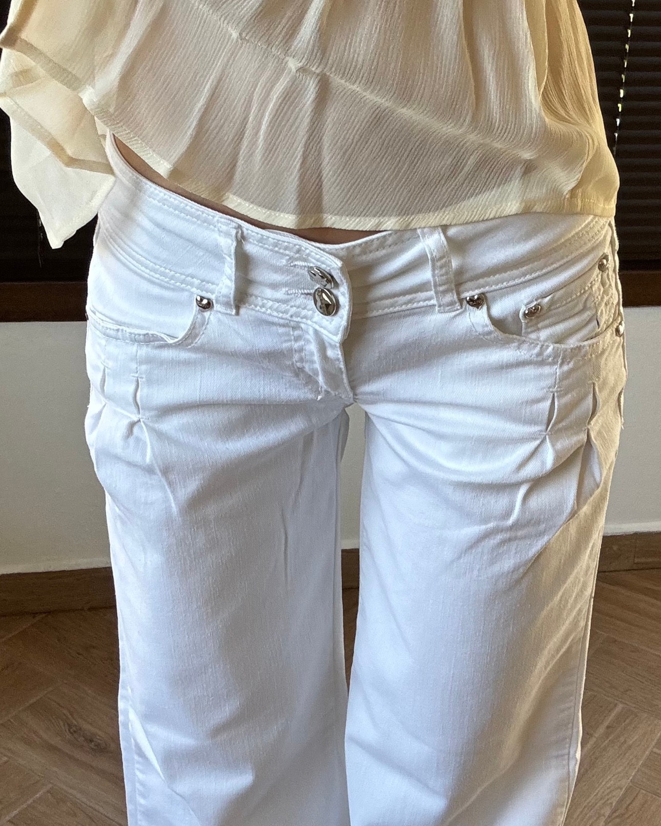 White Low Waist Pants