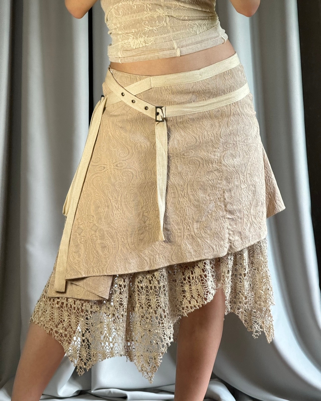 Asymmetric Beige Skirt