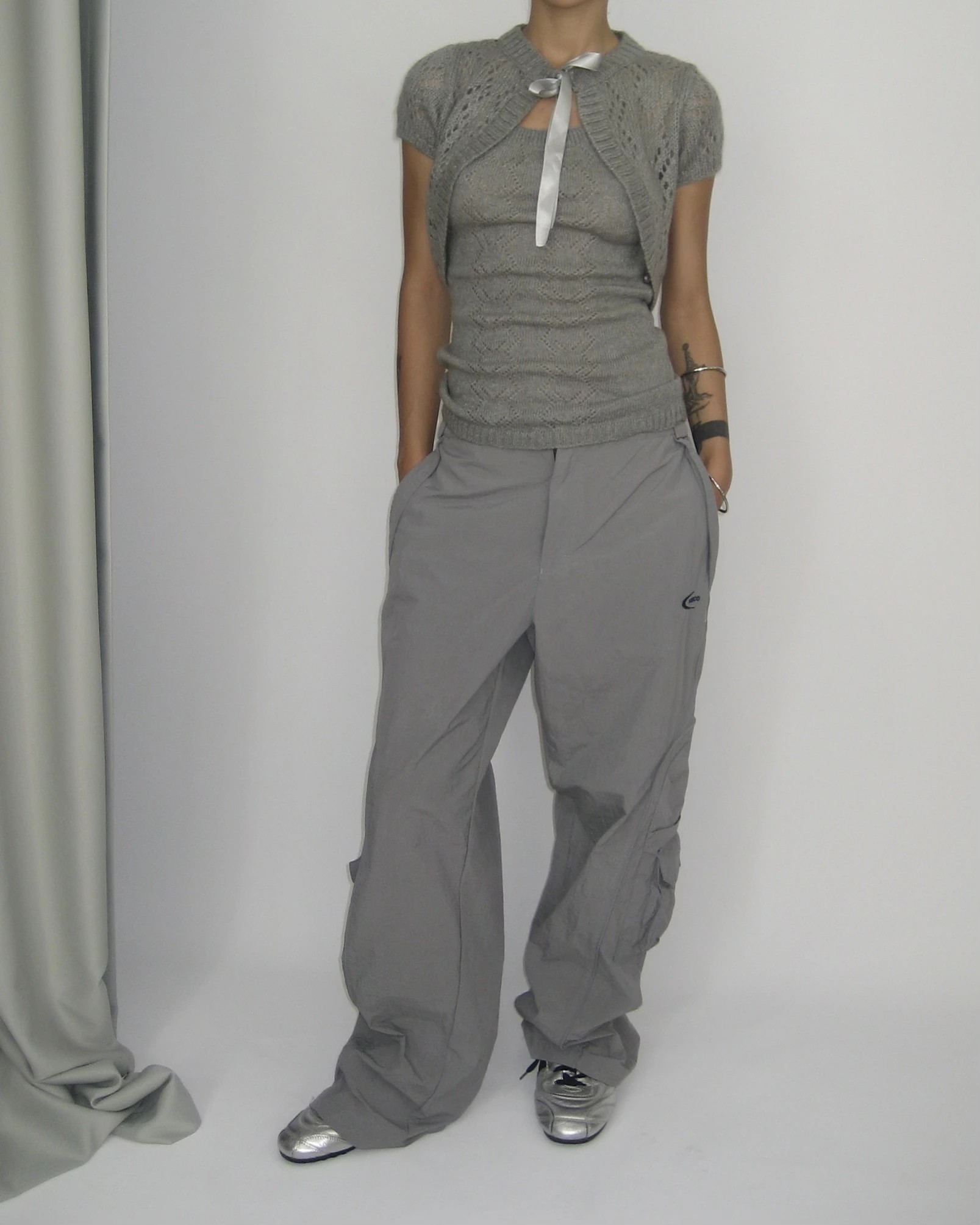 Two Piece Gray Set with Bolero