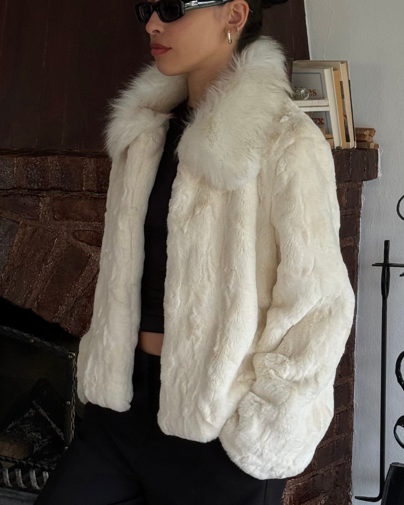 Faux Fur Jacket with Collar Detail