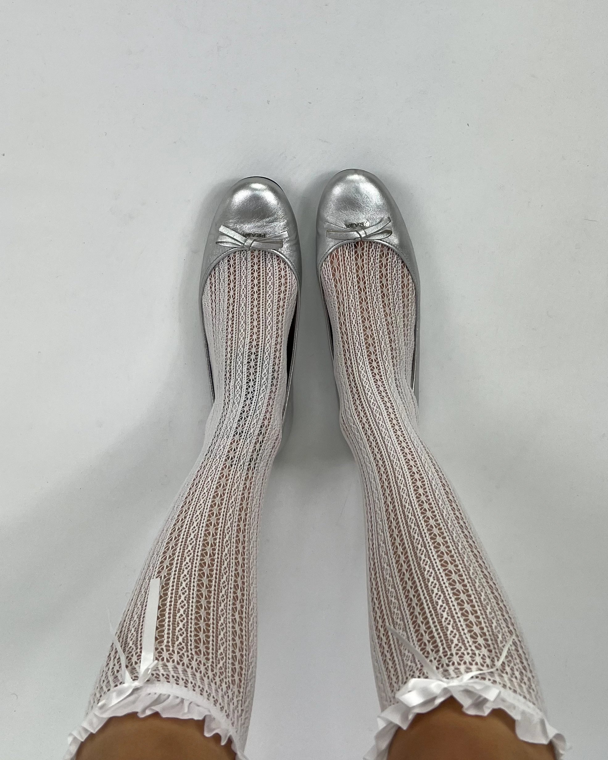 Prada Metallic Silver Ballerina