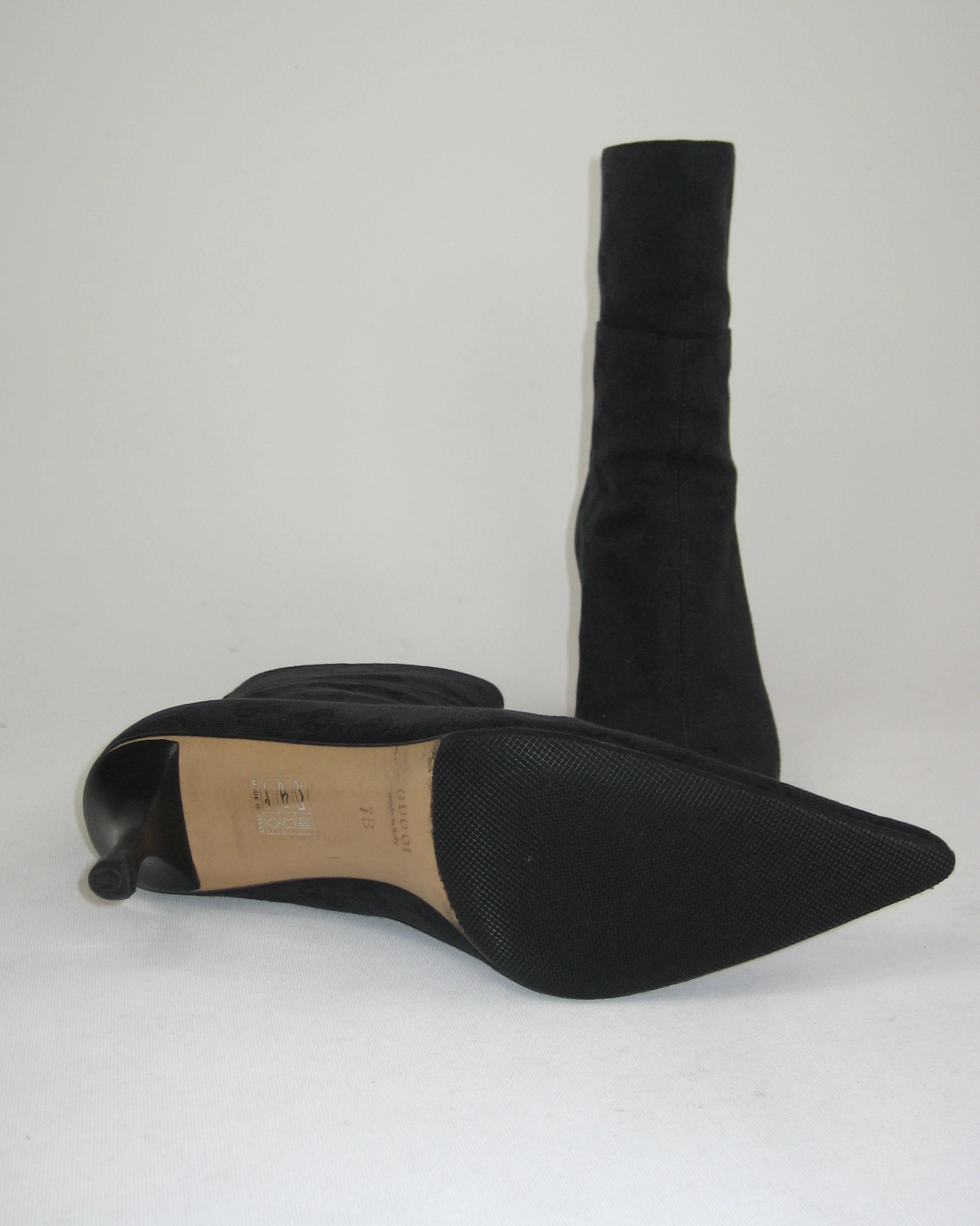 Gucci Black Monogram Ankle Boots