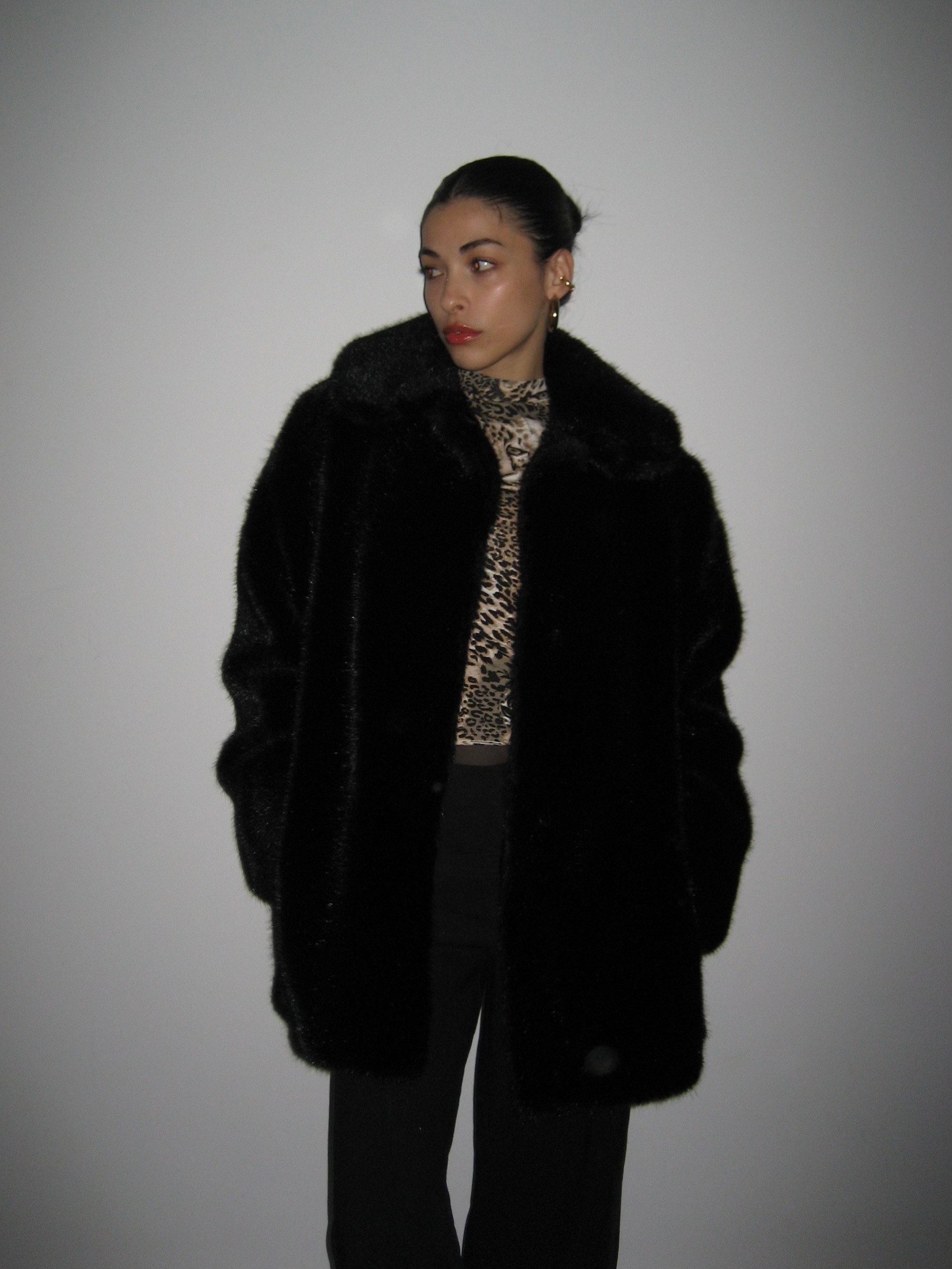 Black Faux Fur Coat