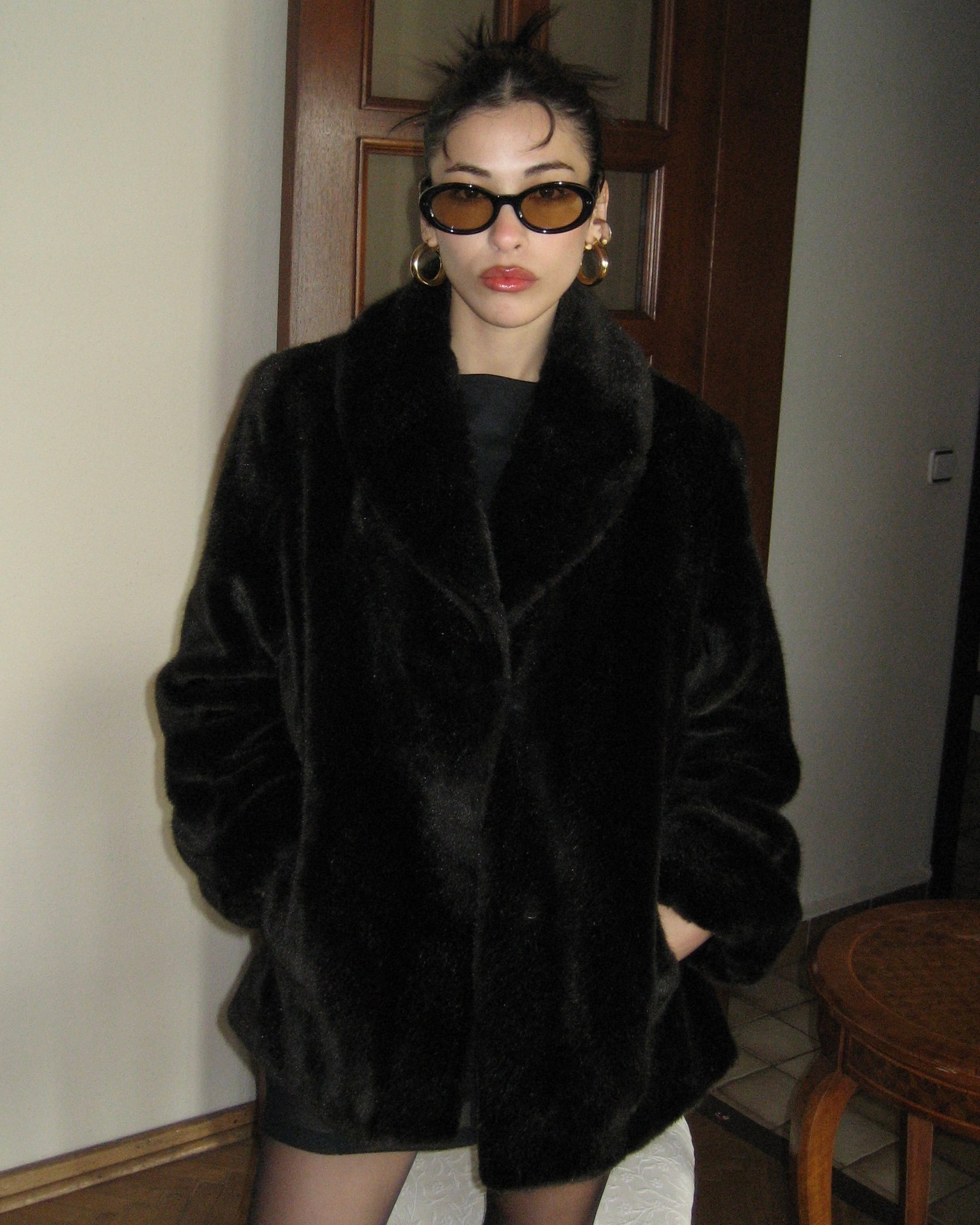 Brown Short Faux Fur Coat