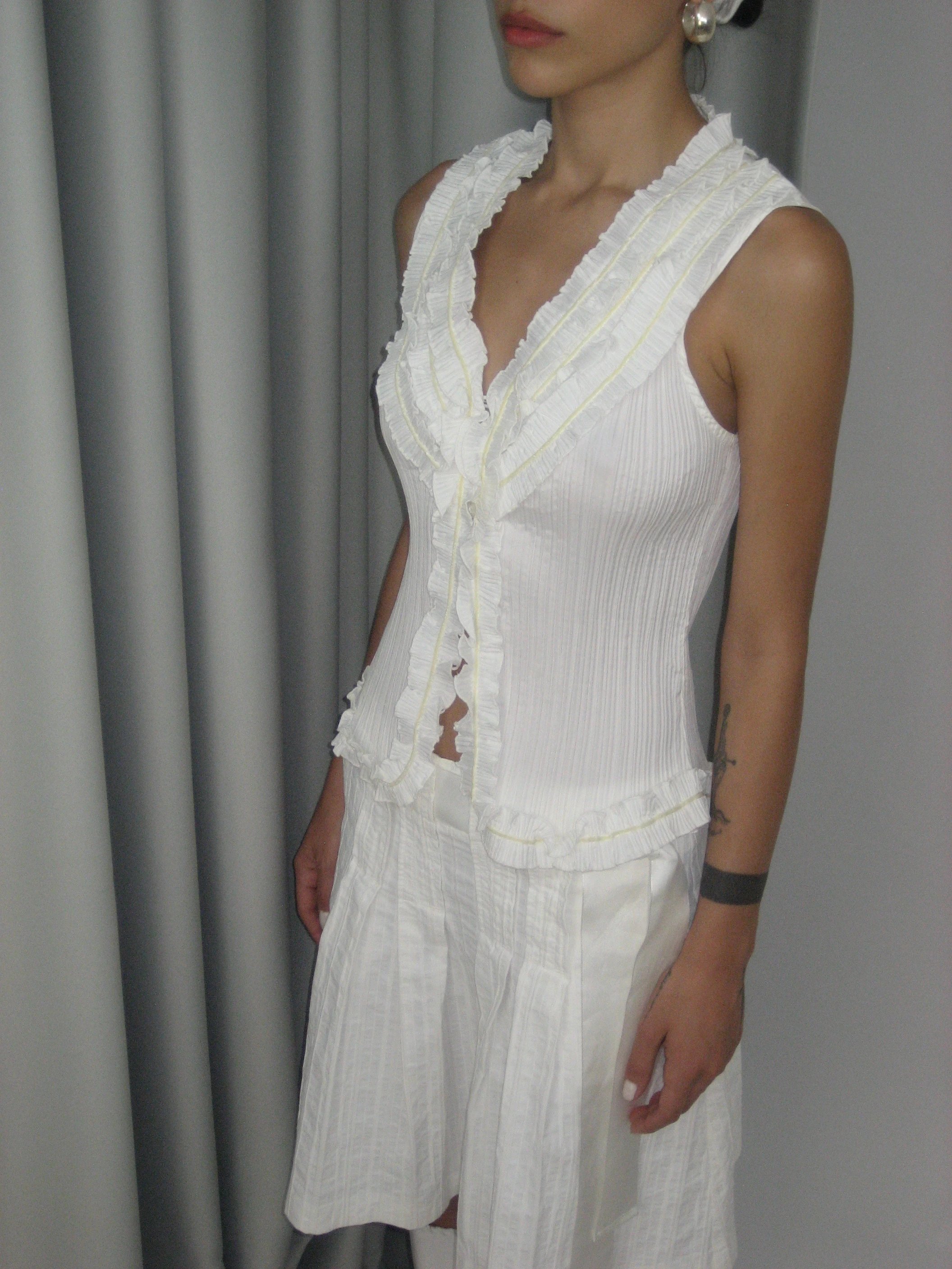 Ruffle Detailed White Blouse