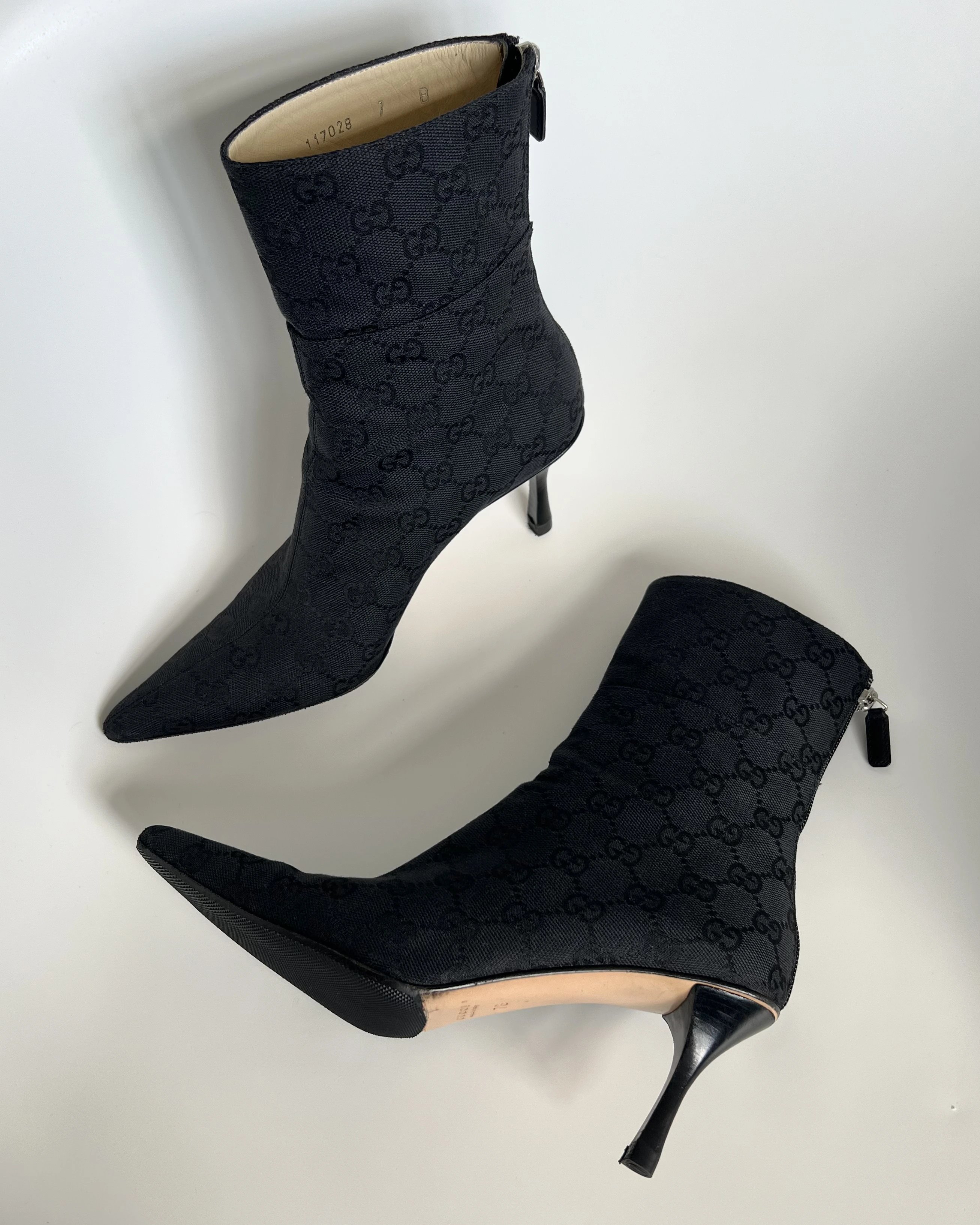 Gucci Black Monogram Ankle Boots