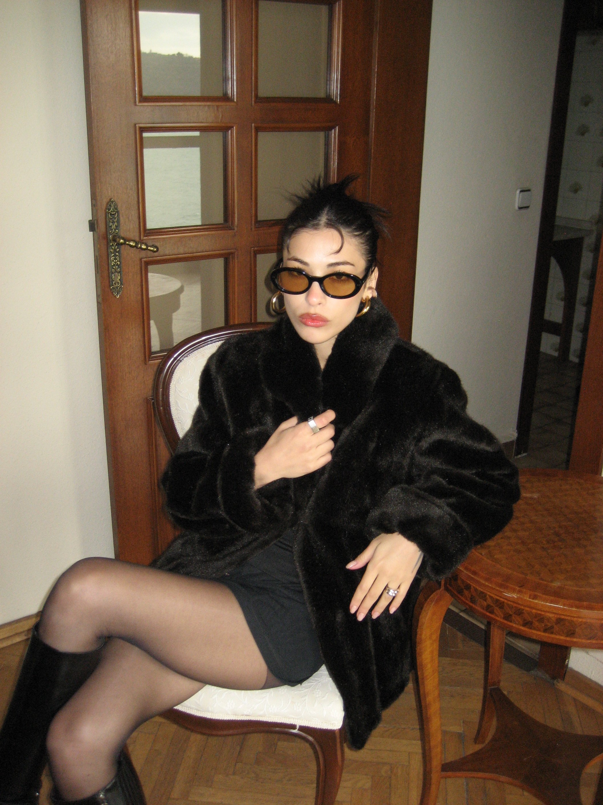 Brown Short Faux Fur Coat