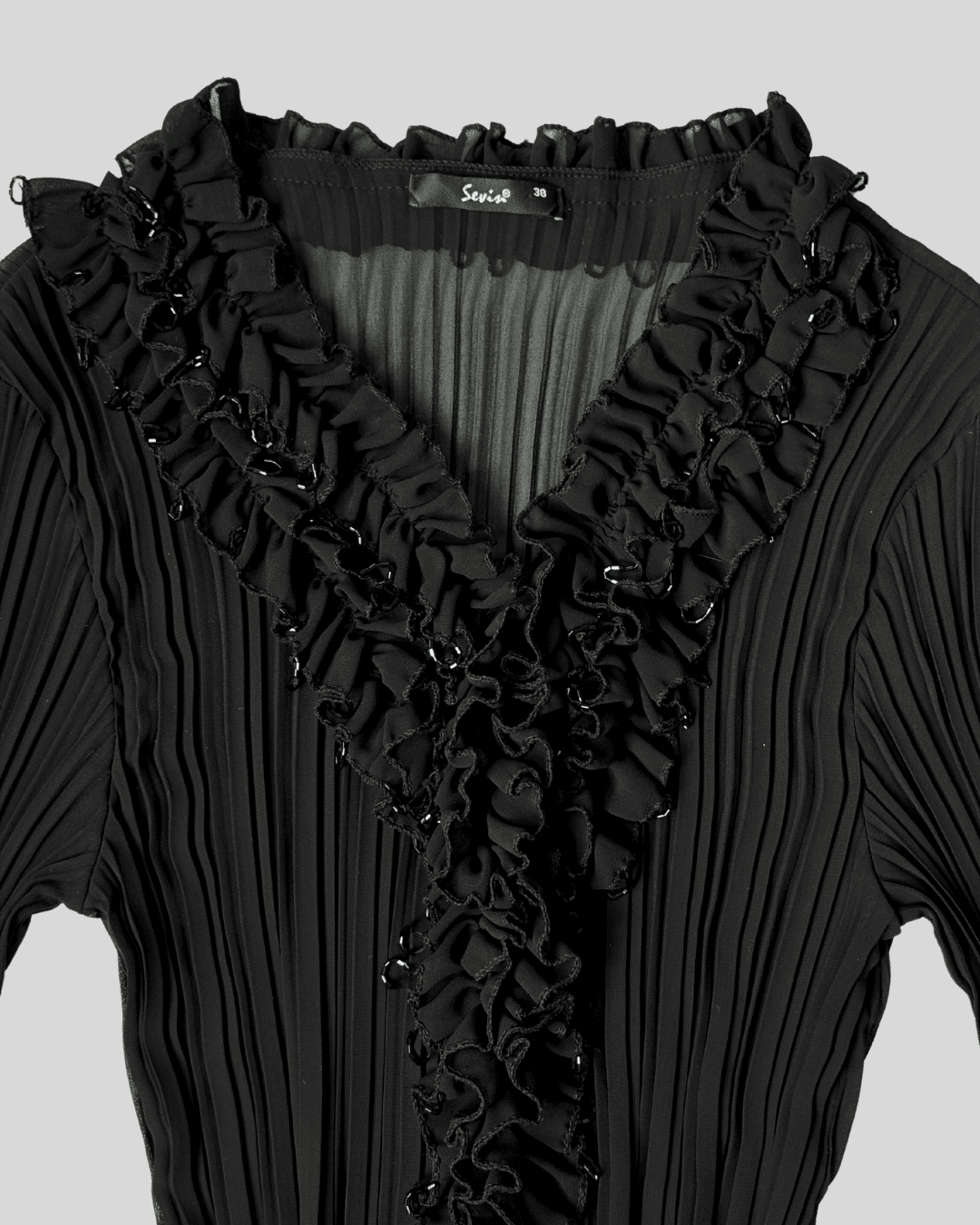 Collar Detailed Black Blouse