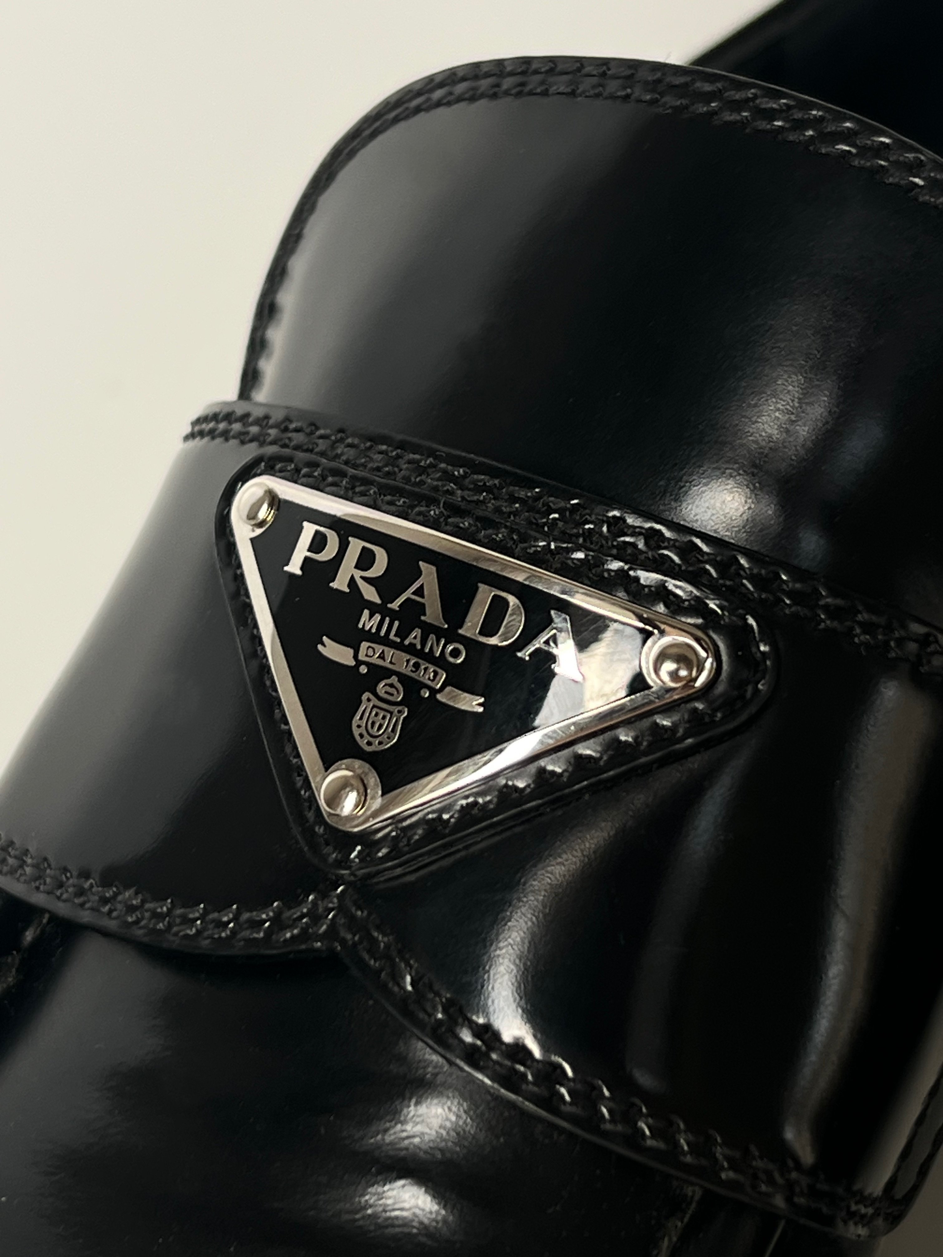 Prada Chocolate Brushed Leather Loafers 