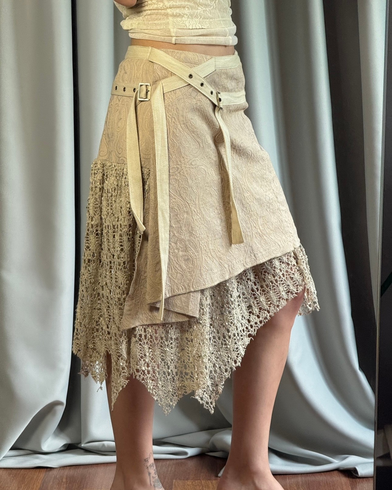 Asymmetric Beige Skirt