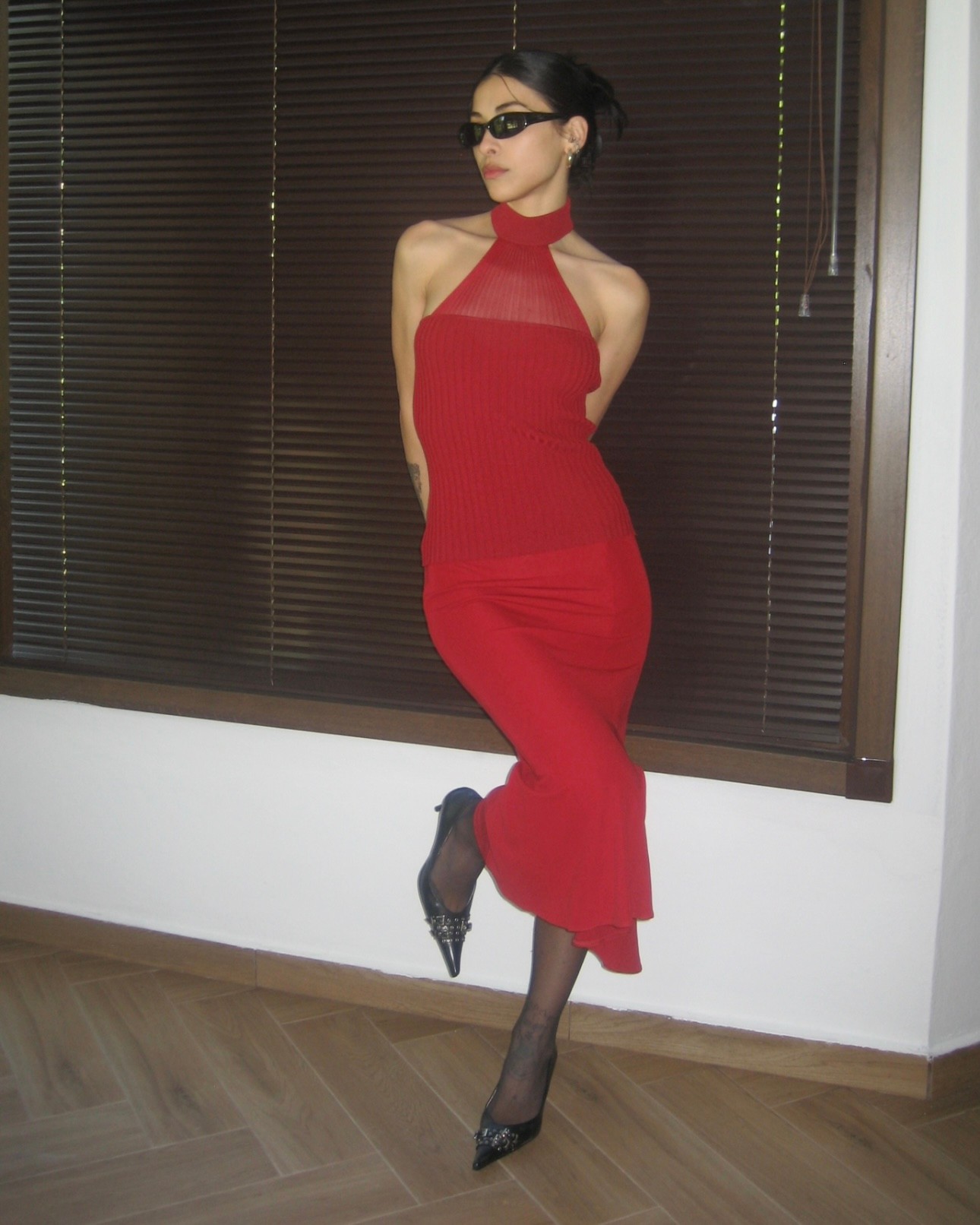 Red Skirt with Slits