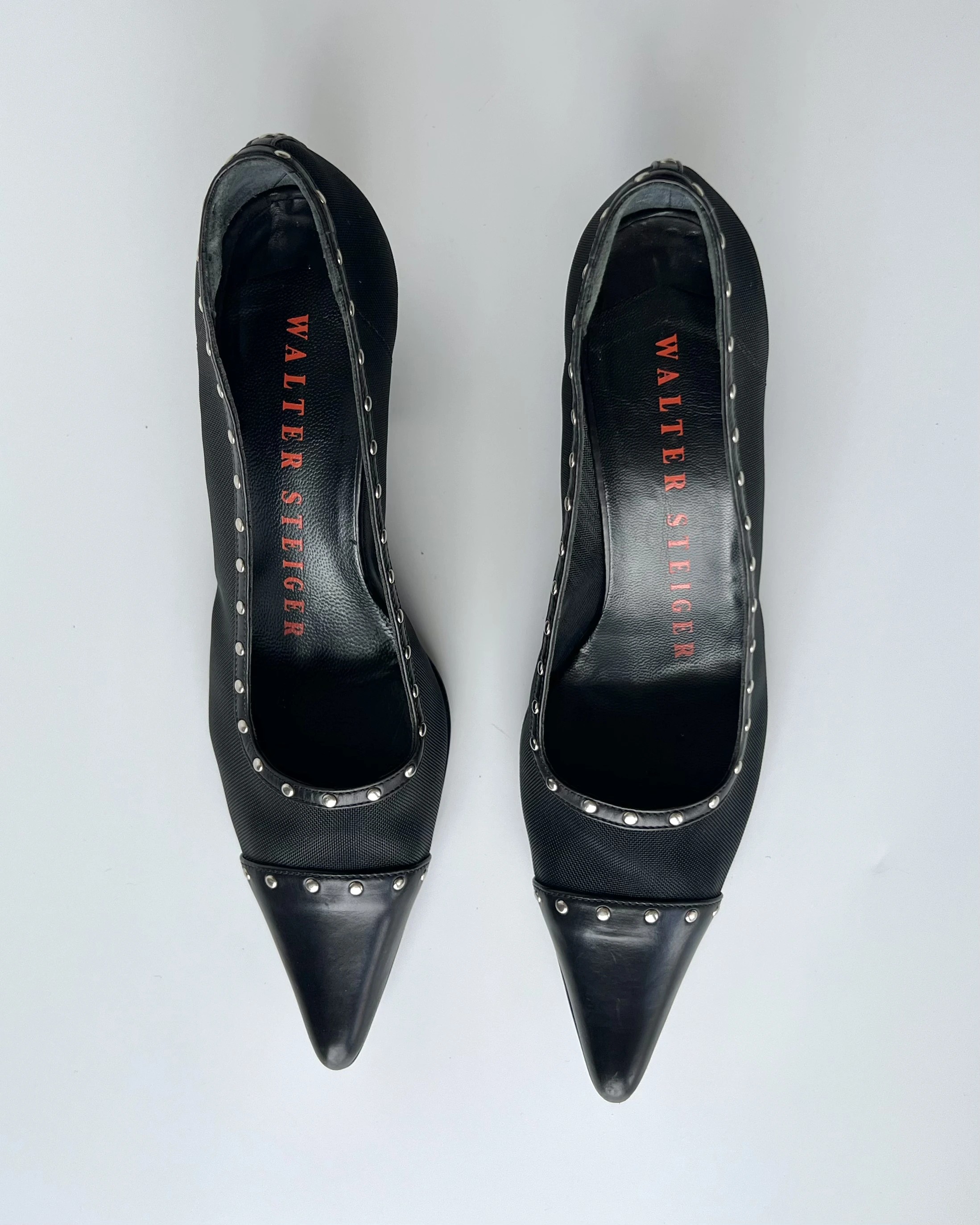 Staple Detailed Black Heeled Shoes