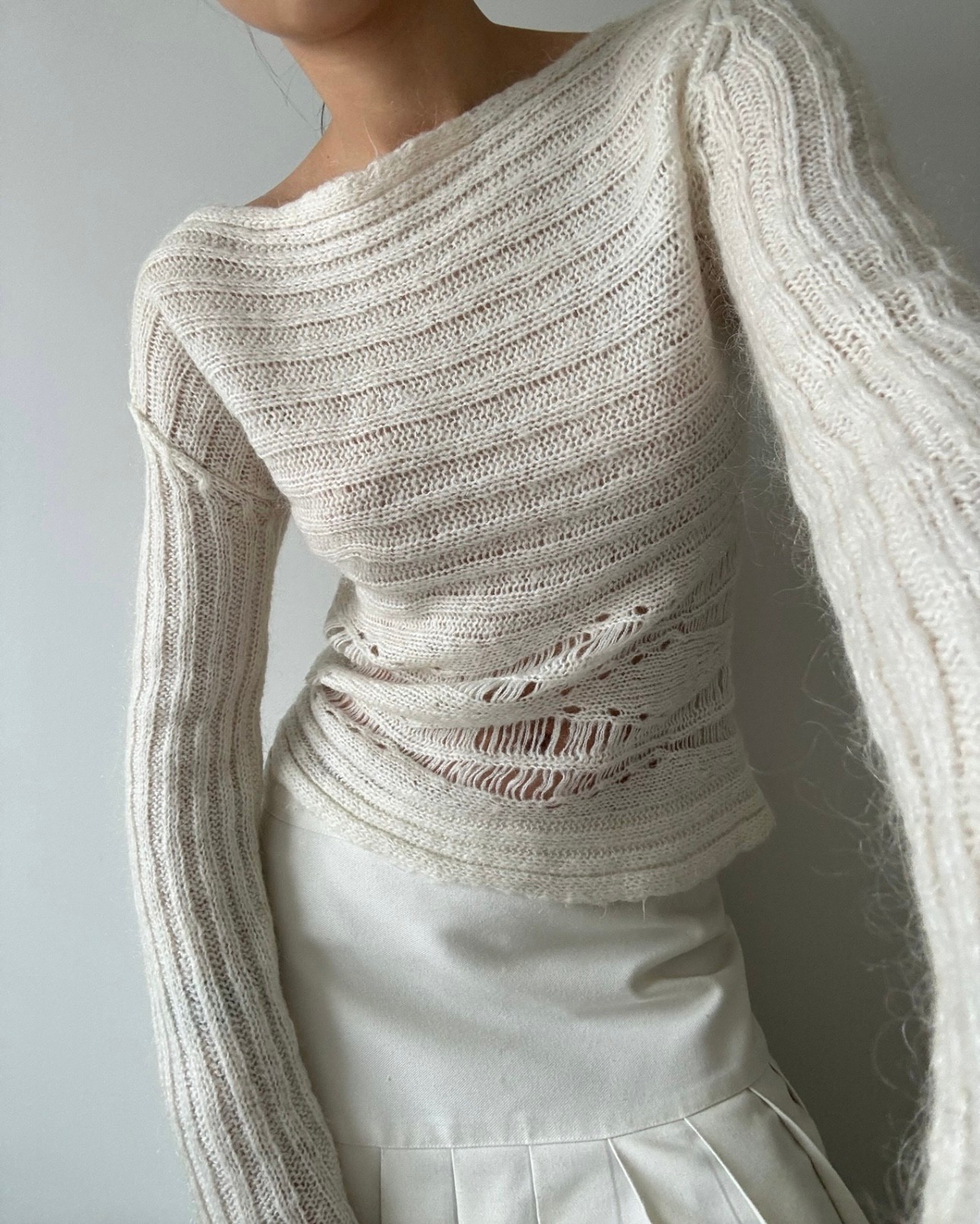 Wool Blend Boat Neck Sweater