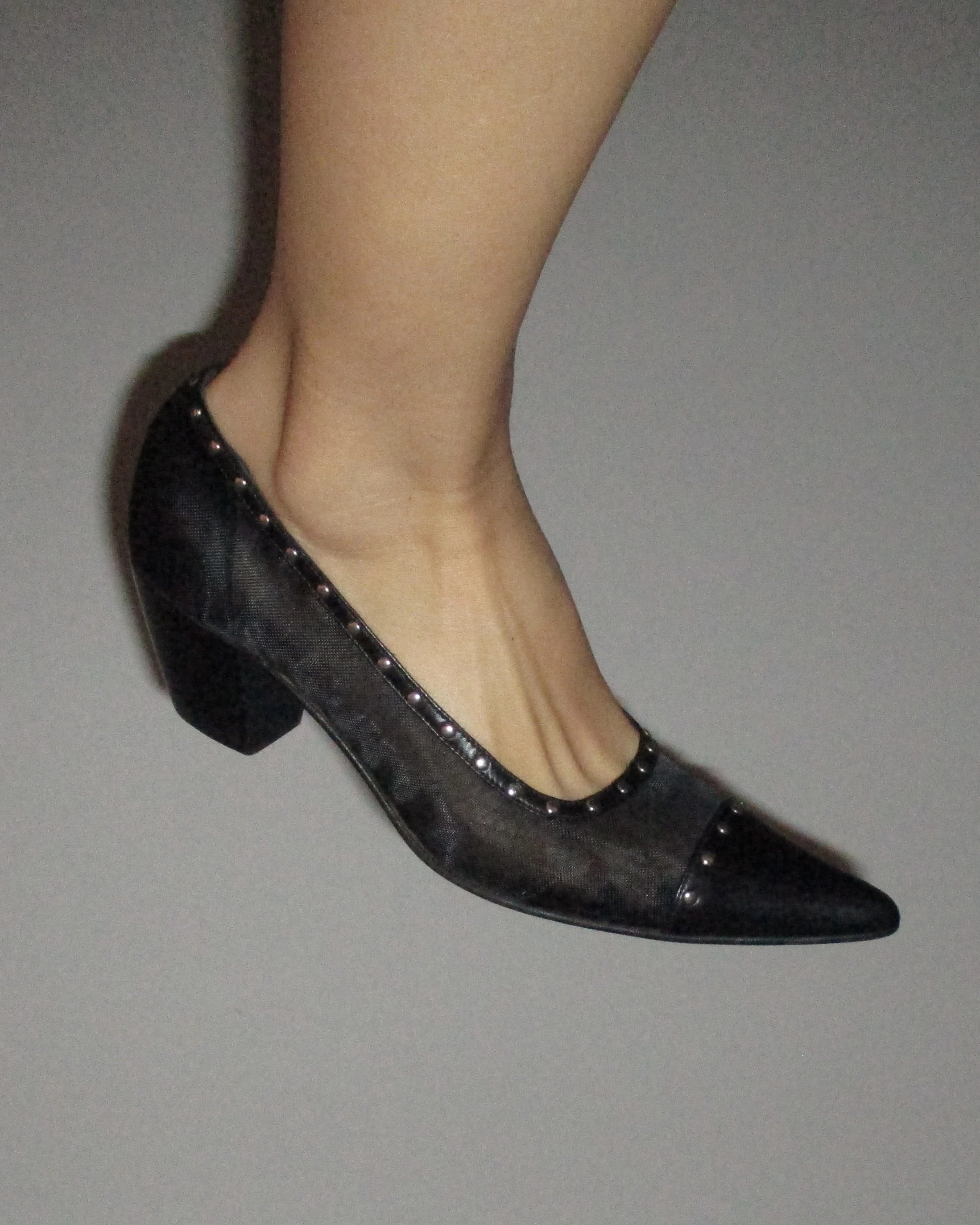 Staple Detailed Black Heeled Shoes