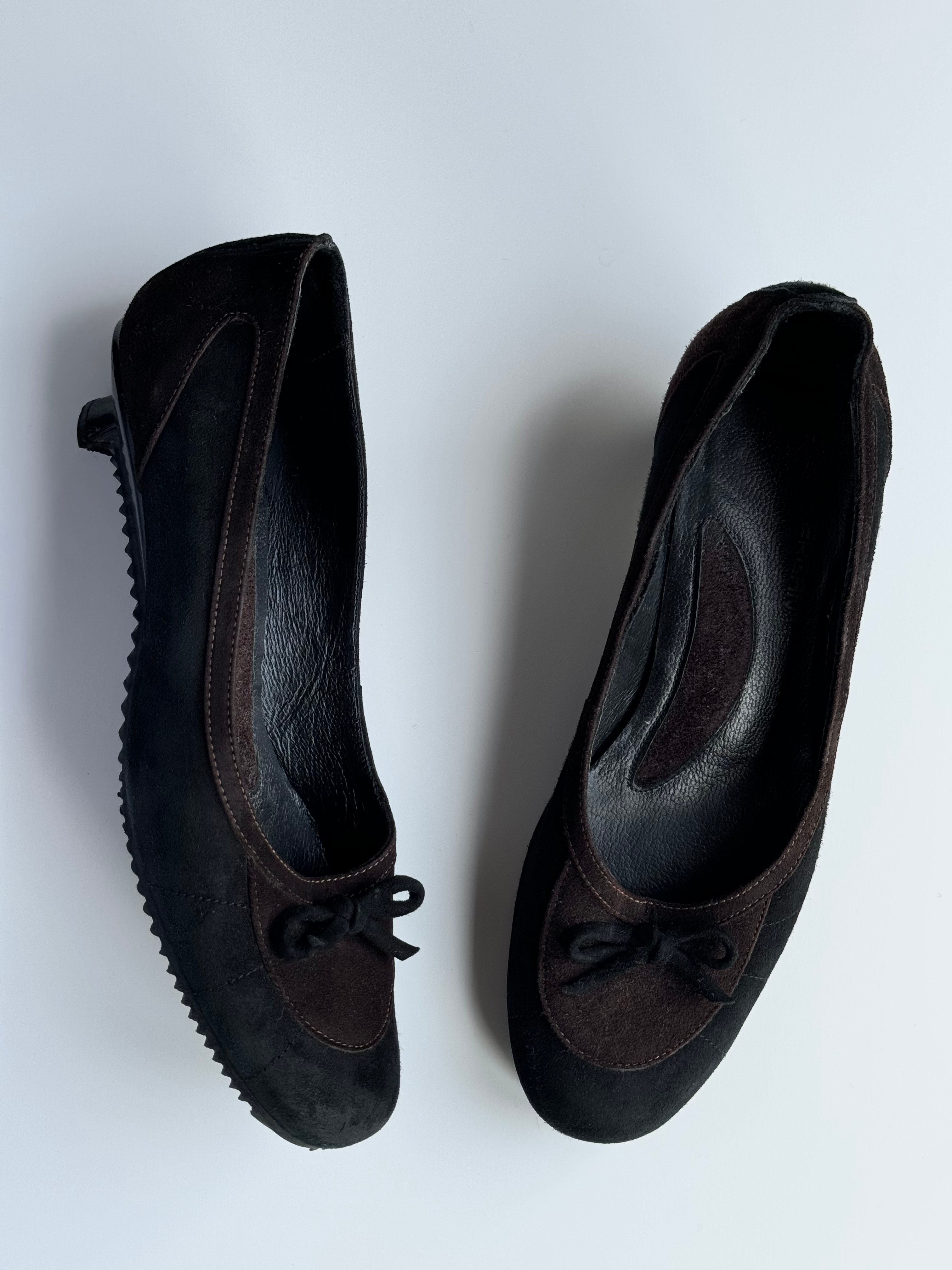 Brown Black Suede Ballet Flats