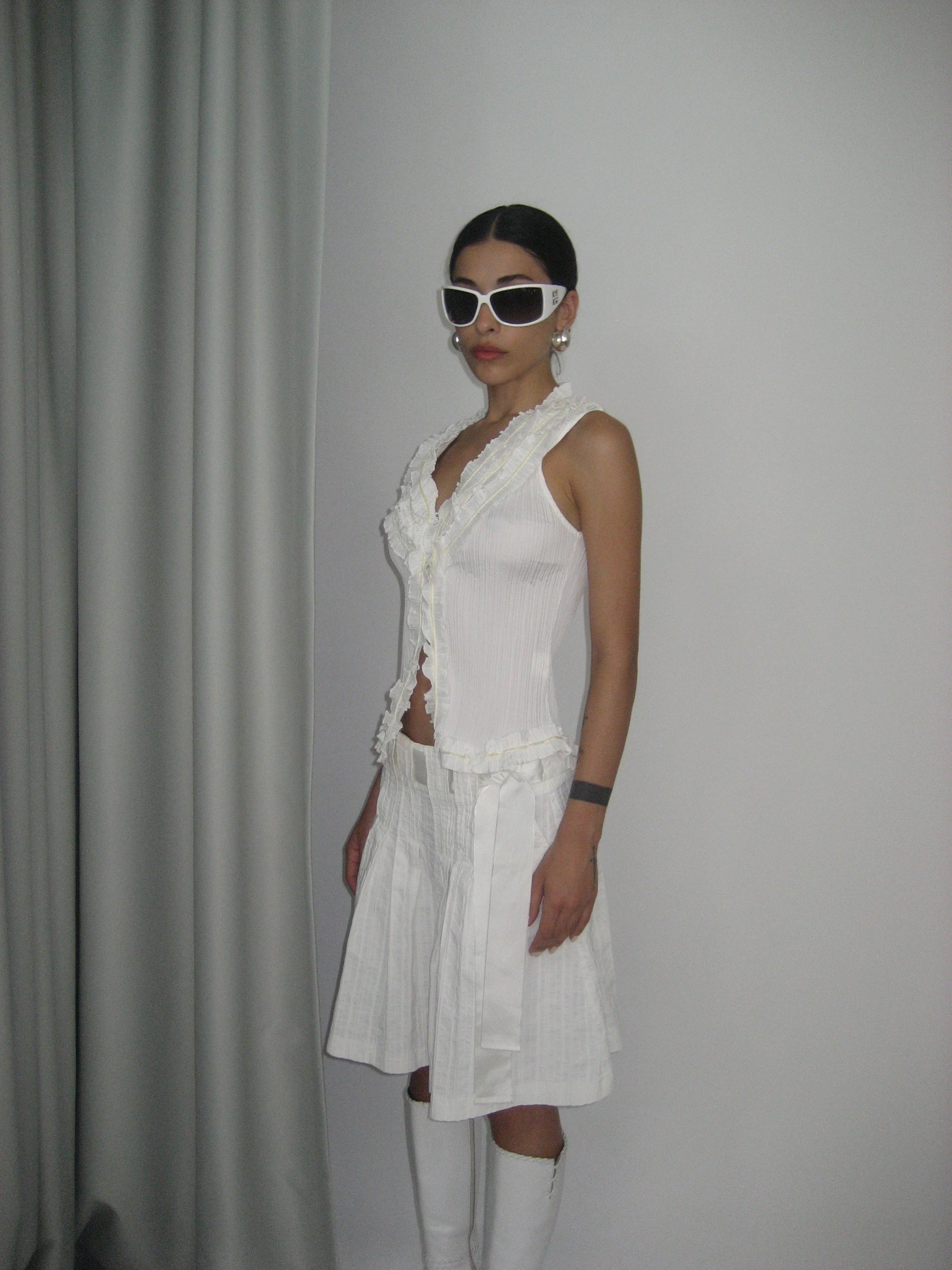 Ruffle Detailed White Blouse