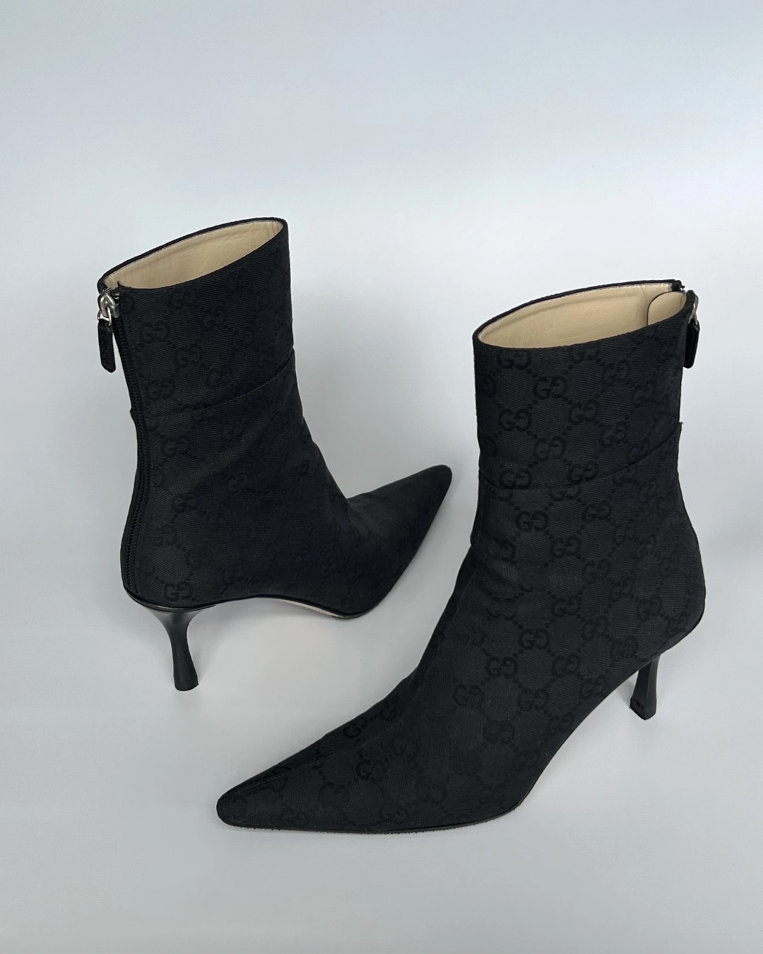 Gucci Black Monogram Ankle Boots Clossue