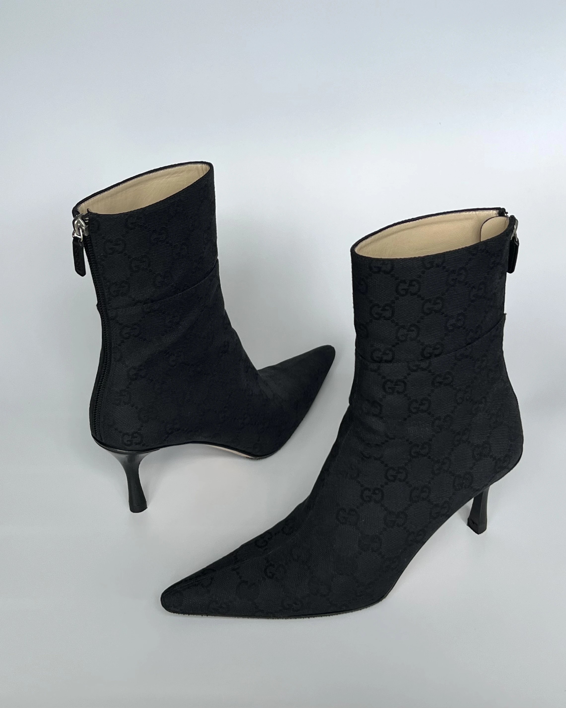 Gucci Black Monogram Ankle Boots