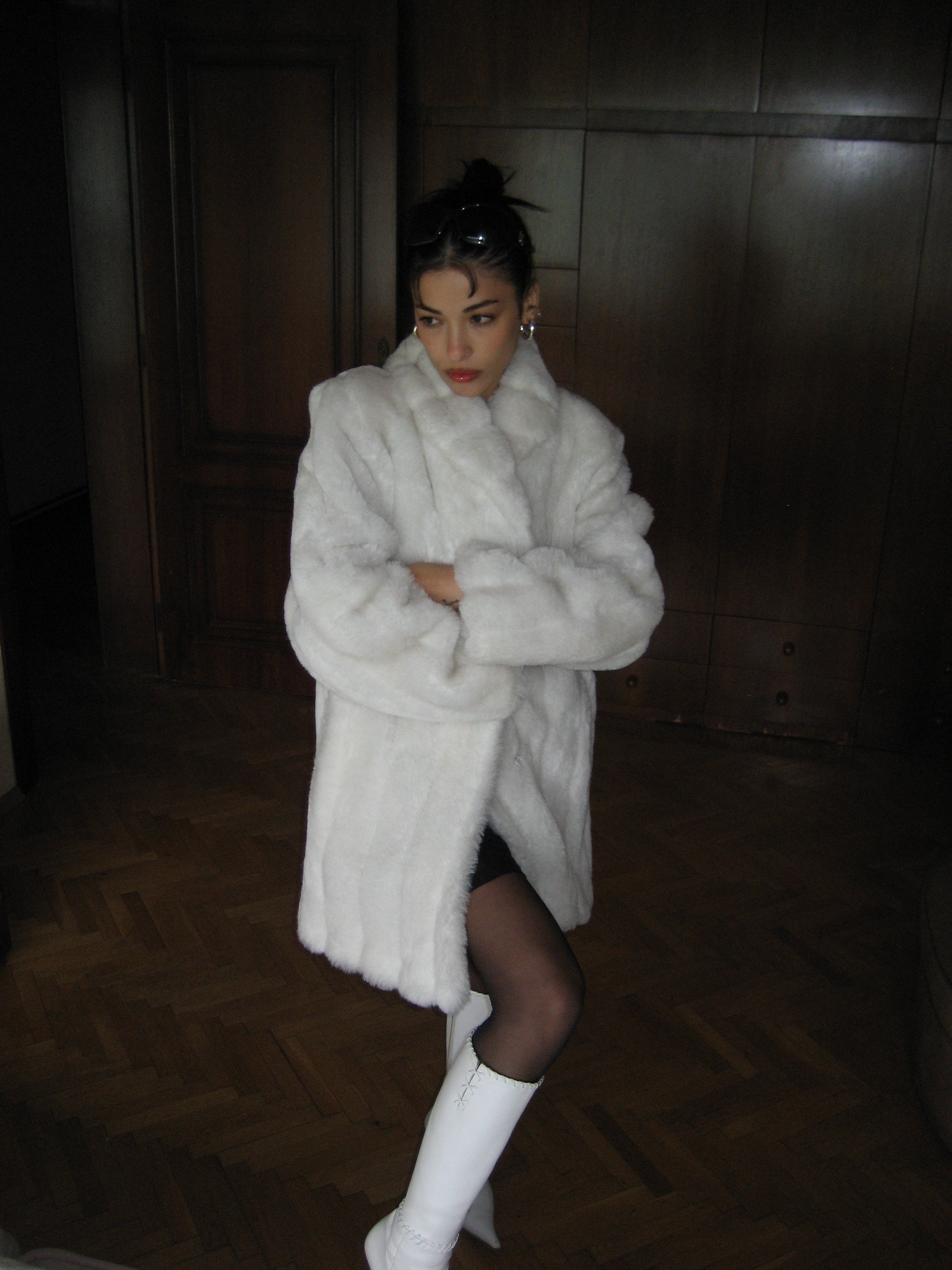 White Faux Fur Coat