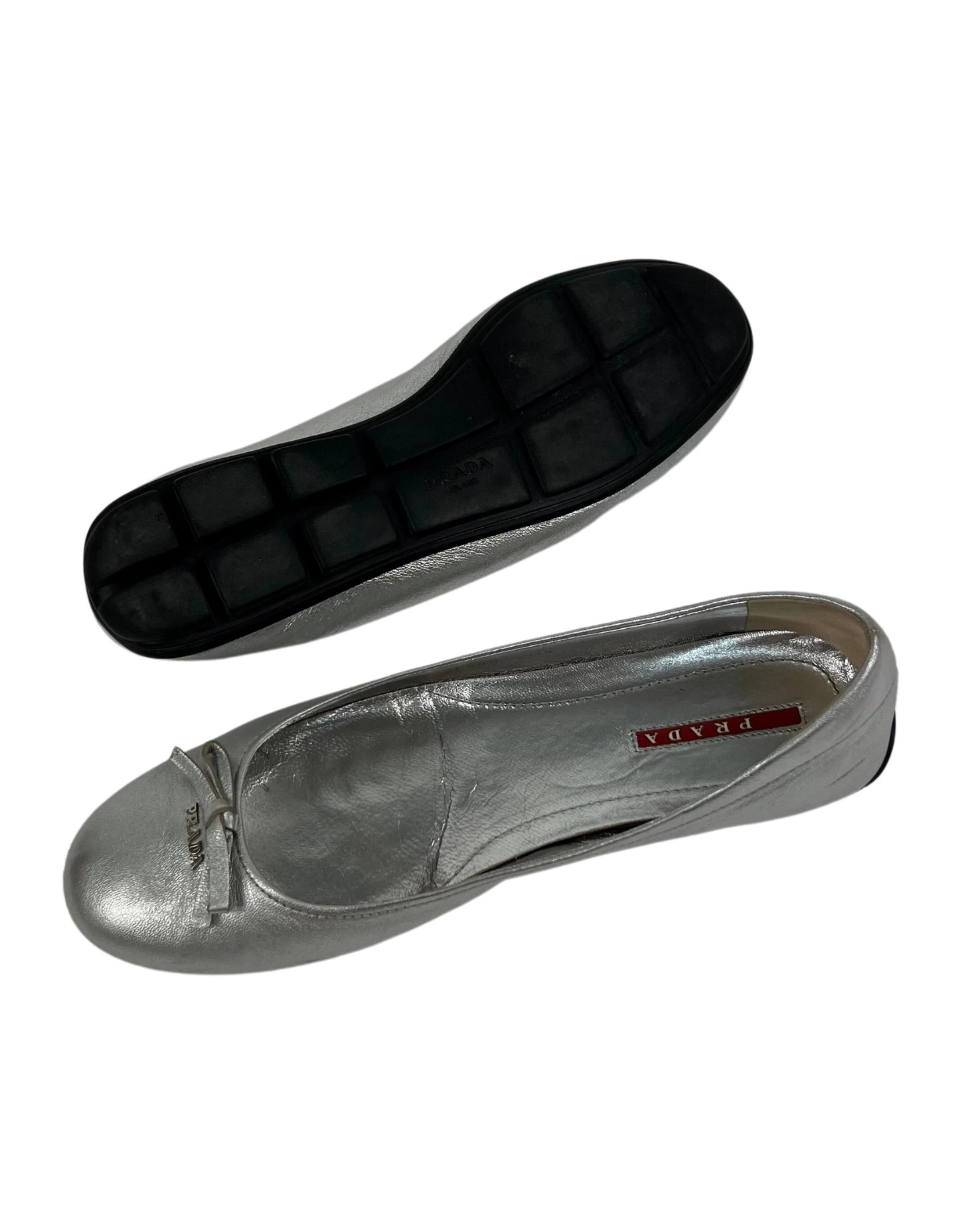 Prada Metallic Silver Ballerina