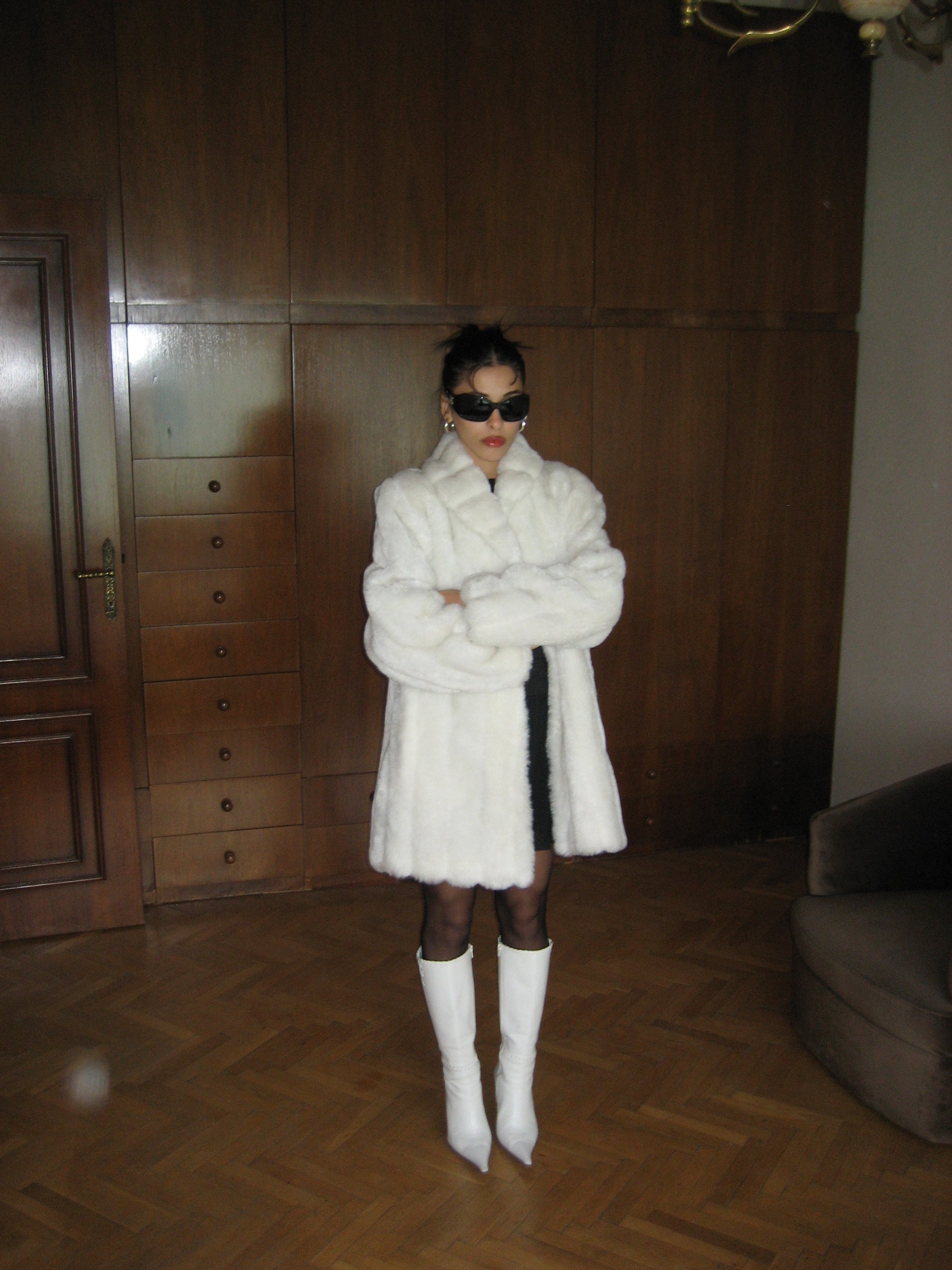 White Faux Fur Coat