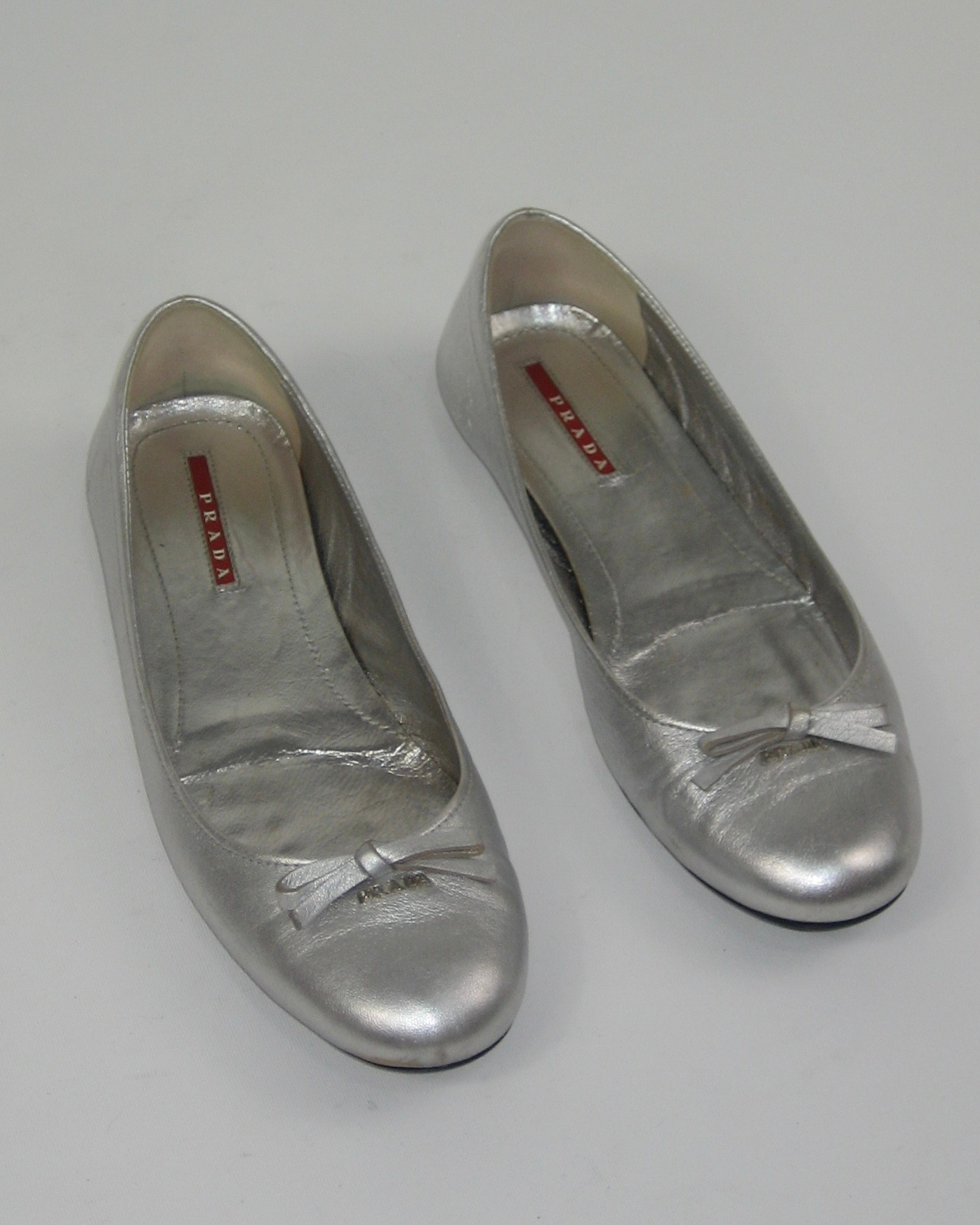 Prada Metallic Silver Ballerina