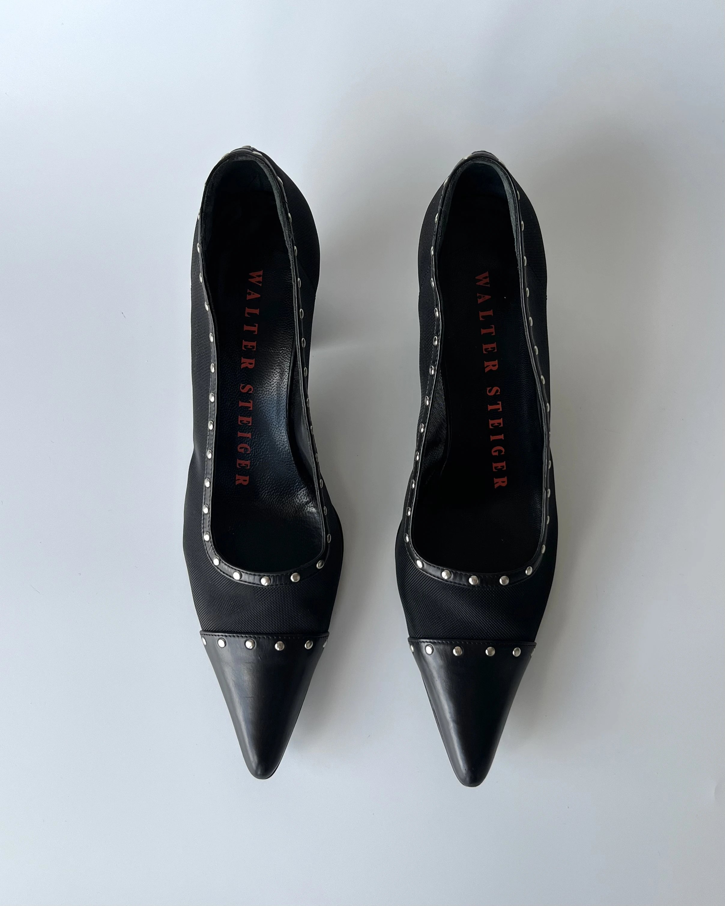 Staple Detailed Black Heeled Shoes