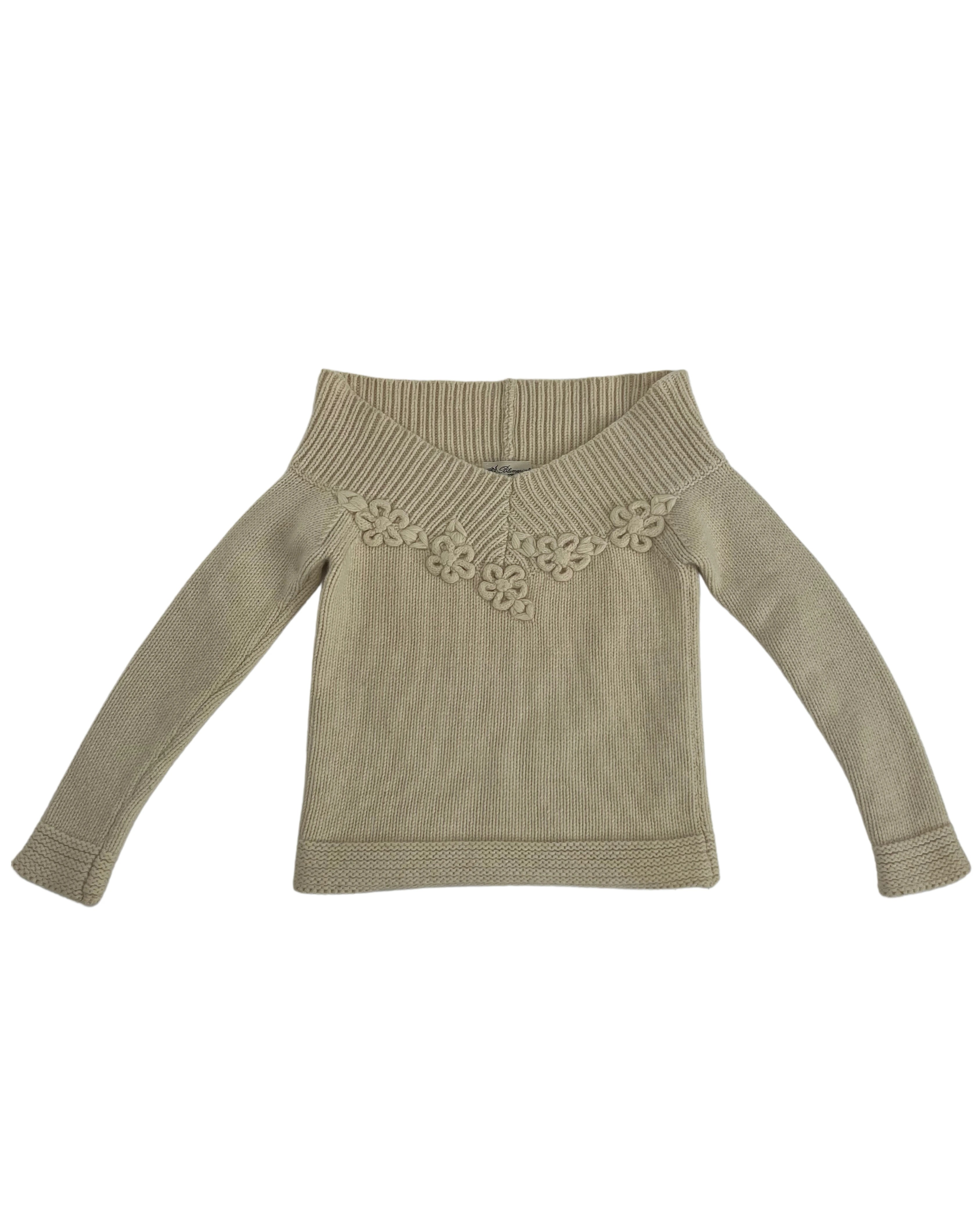 Blumarine Boat Neck Cream Sweater