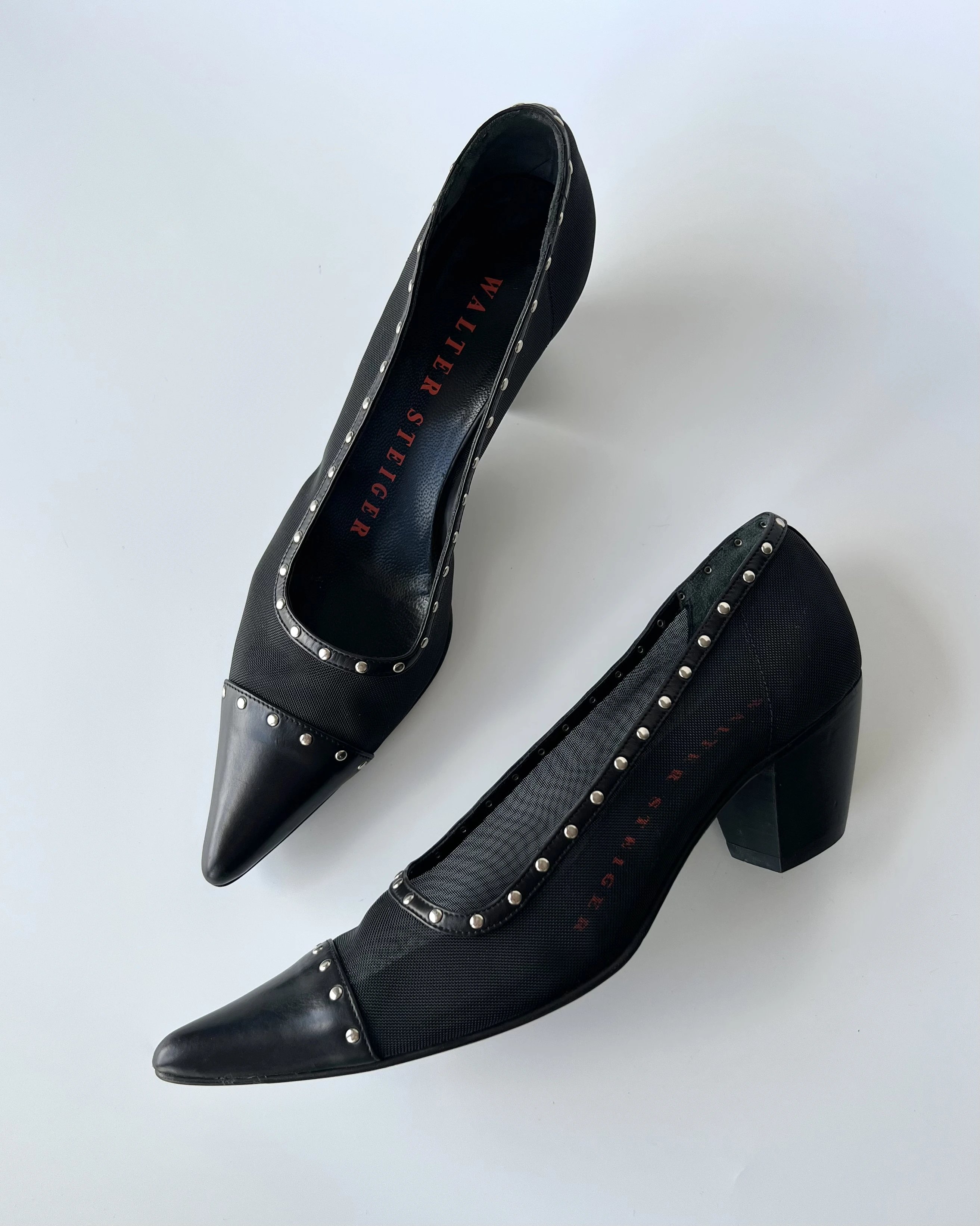 Staple Detailed Black Heeled Shoes