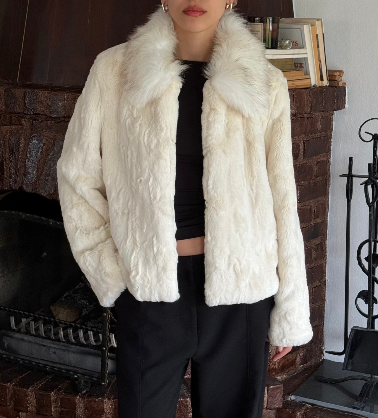 Faux Fur Jacket with Collar Detail