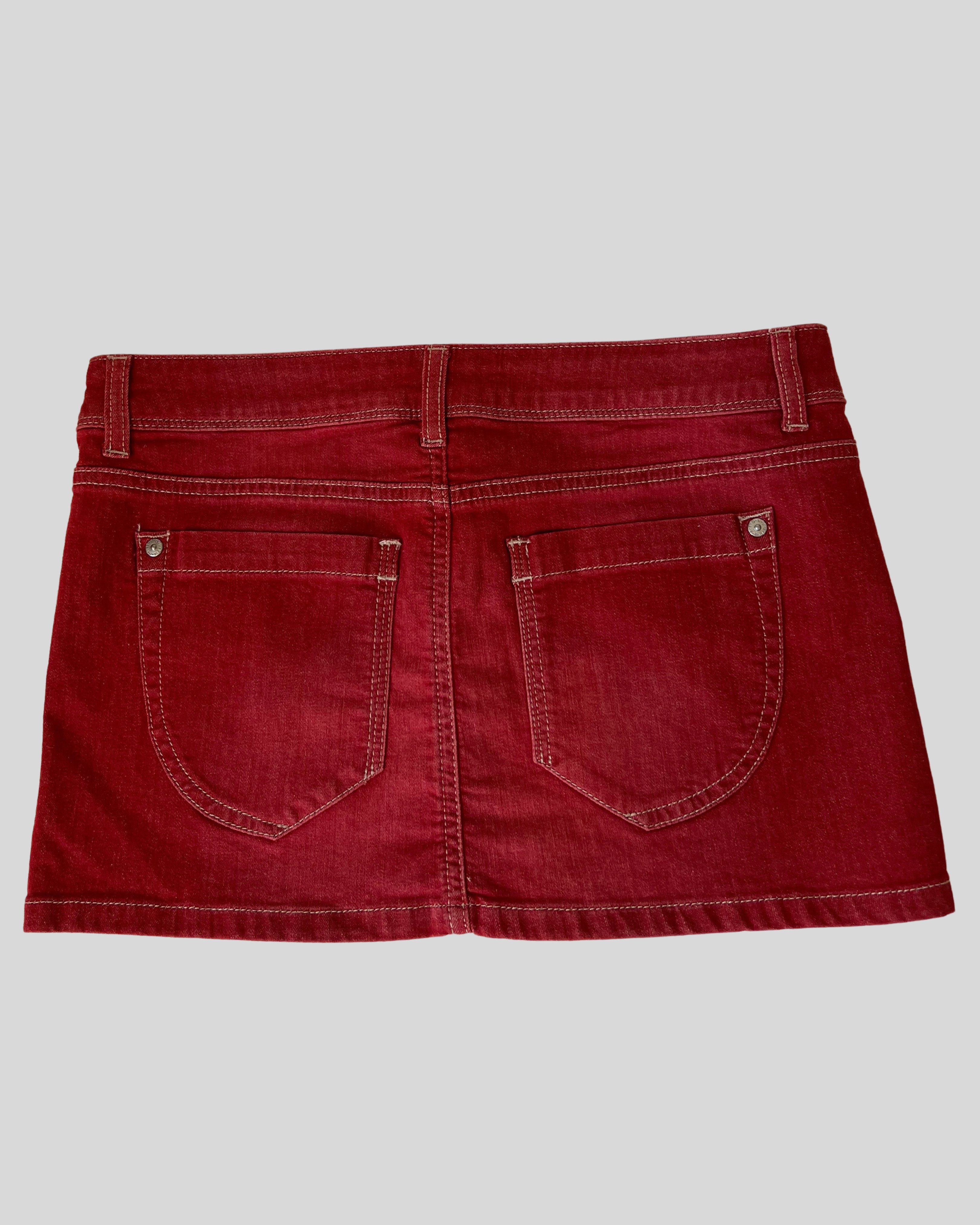 Red Mini Denim Skirt