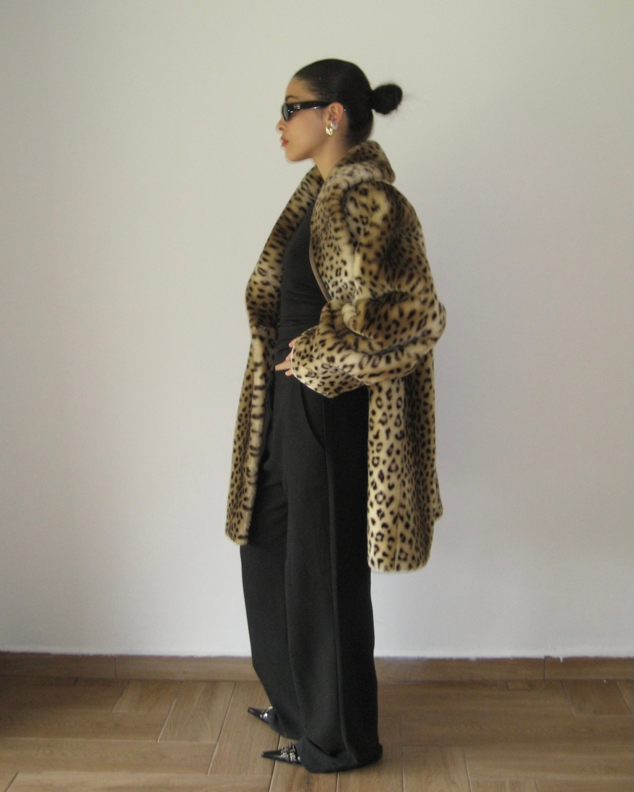 Leopard Print Faux Fur Coat