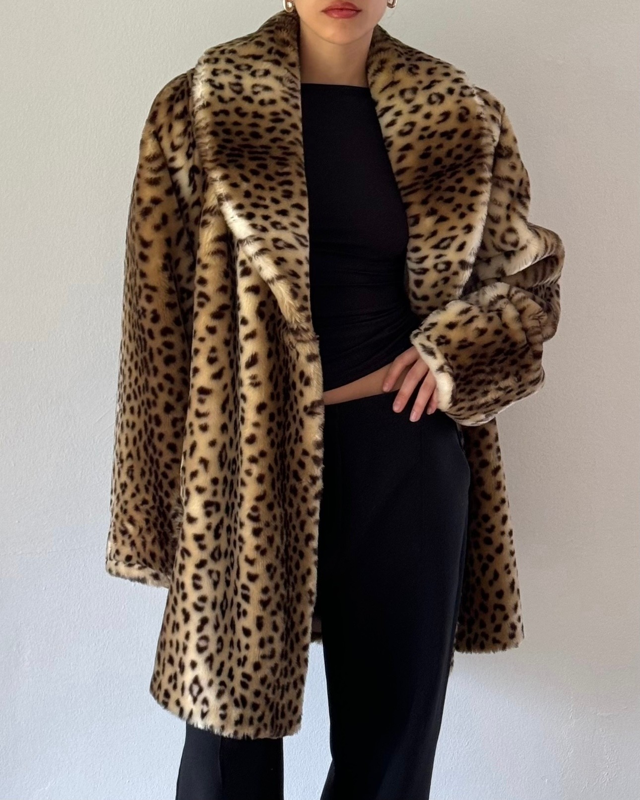 Leopard Print Faux Fur Coat