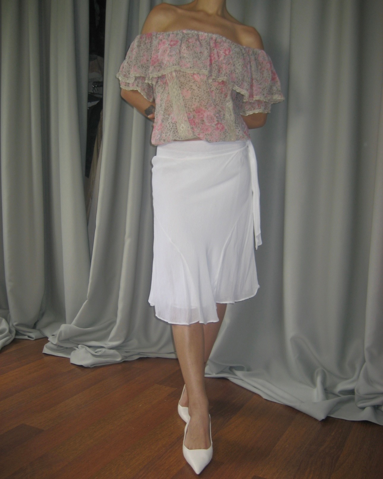 White Chiffon Skirt