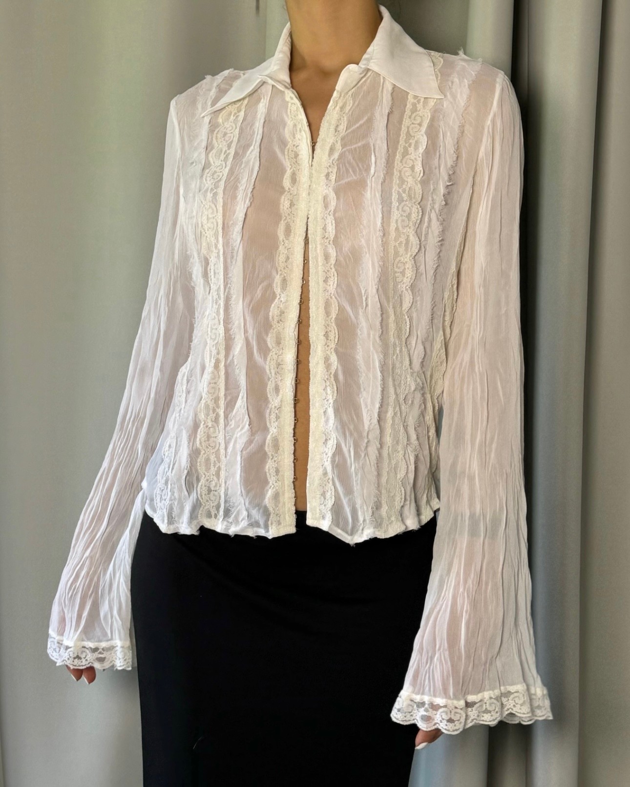 Lace Detailed Ecru Shirt