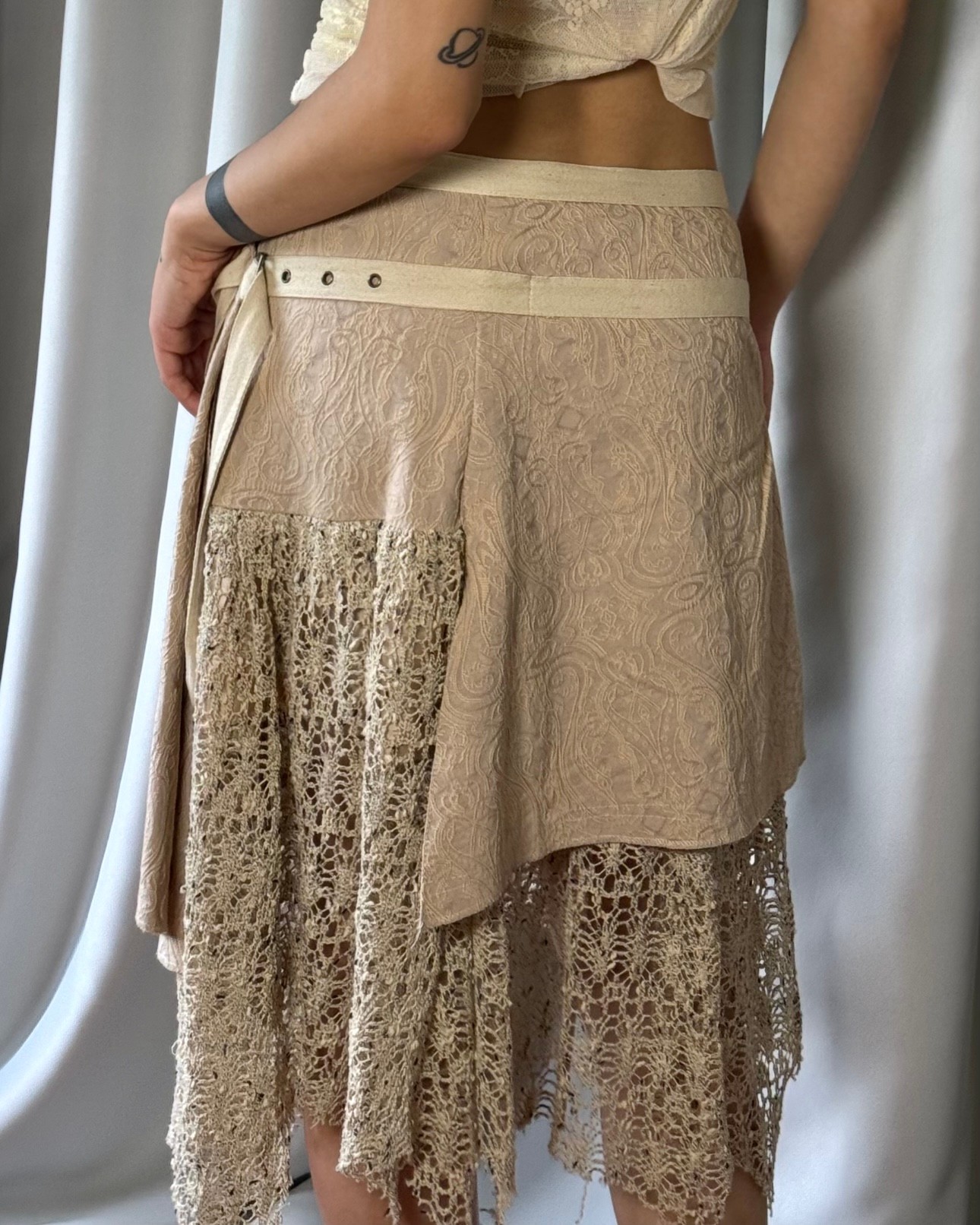 Asymmetric Beige Skirt