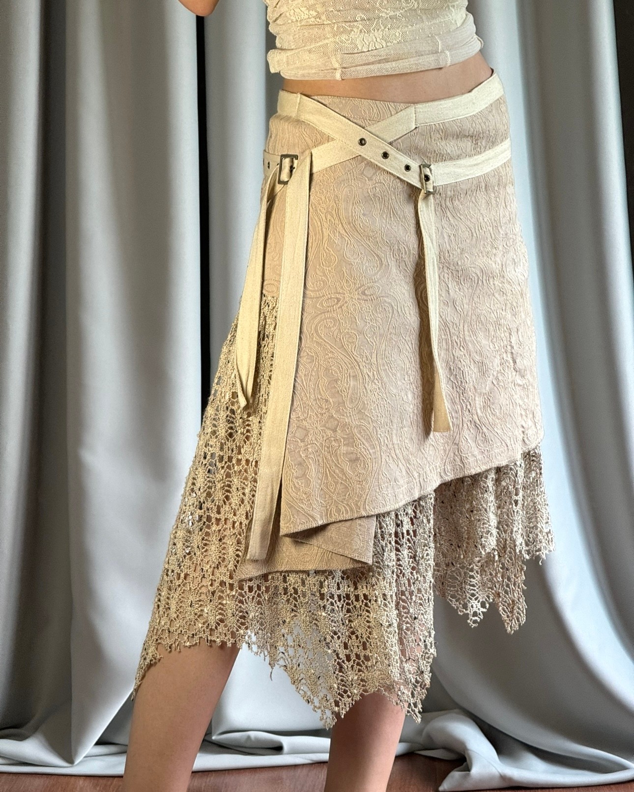 Asymmetric Beige Skirt