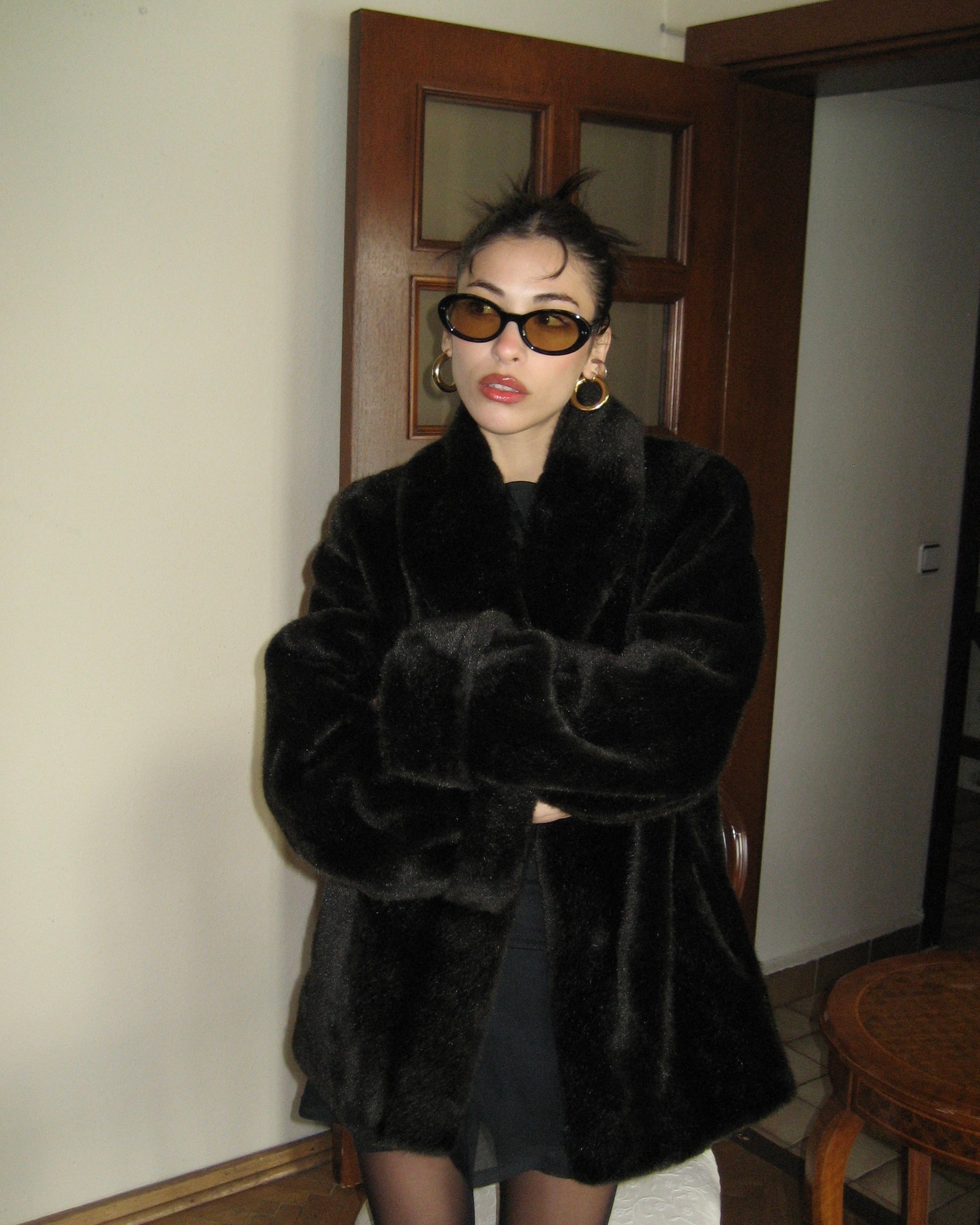 Brown Short Faux Fur Coat
