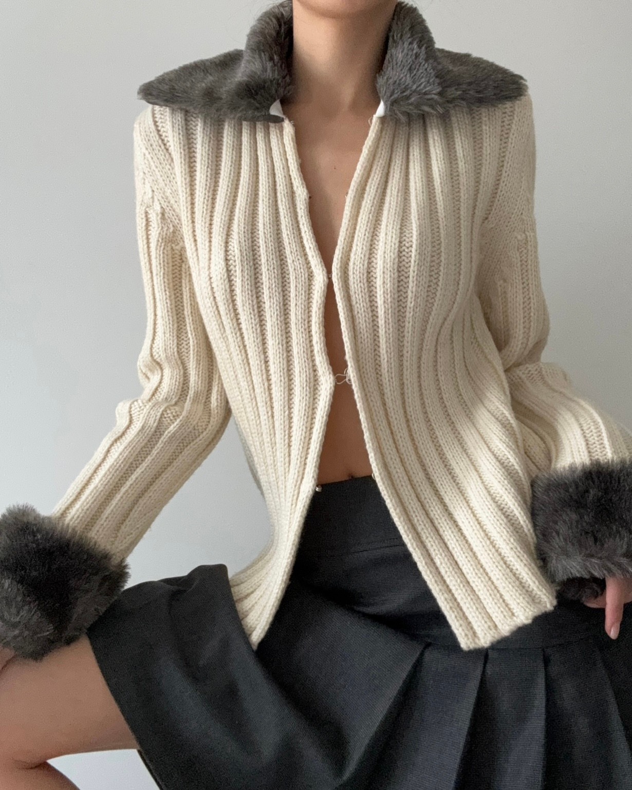 Fur Detailed Cardigan