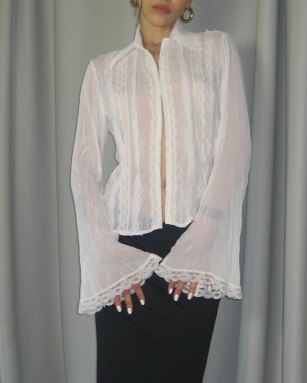 Lace Detailed Ecru Shirt