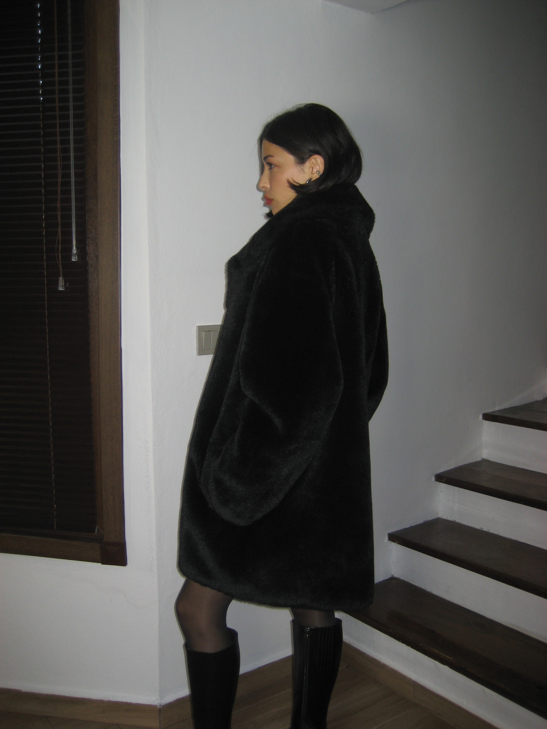 Black Faux Fur Coat