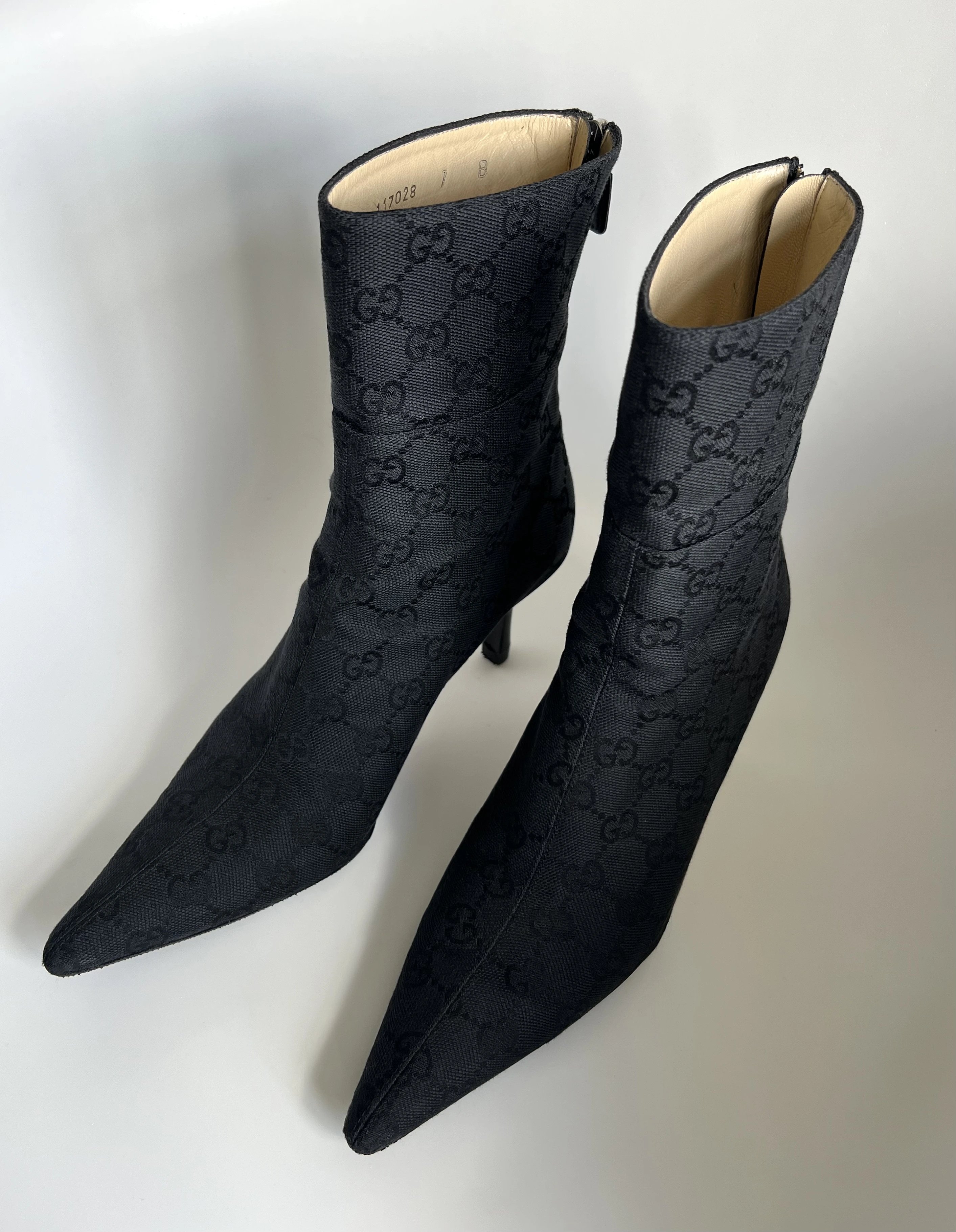 Gucci Black Monogram Ankle Boots