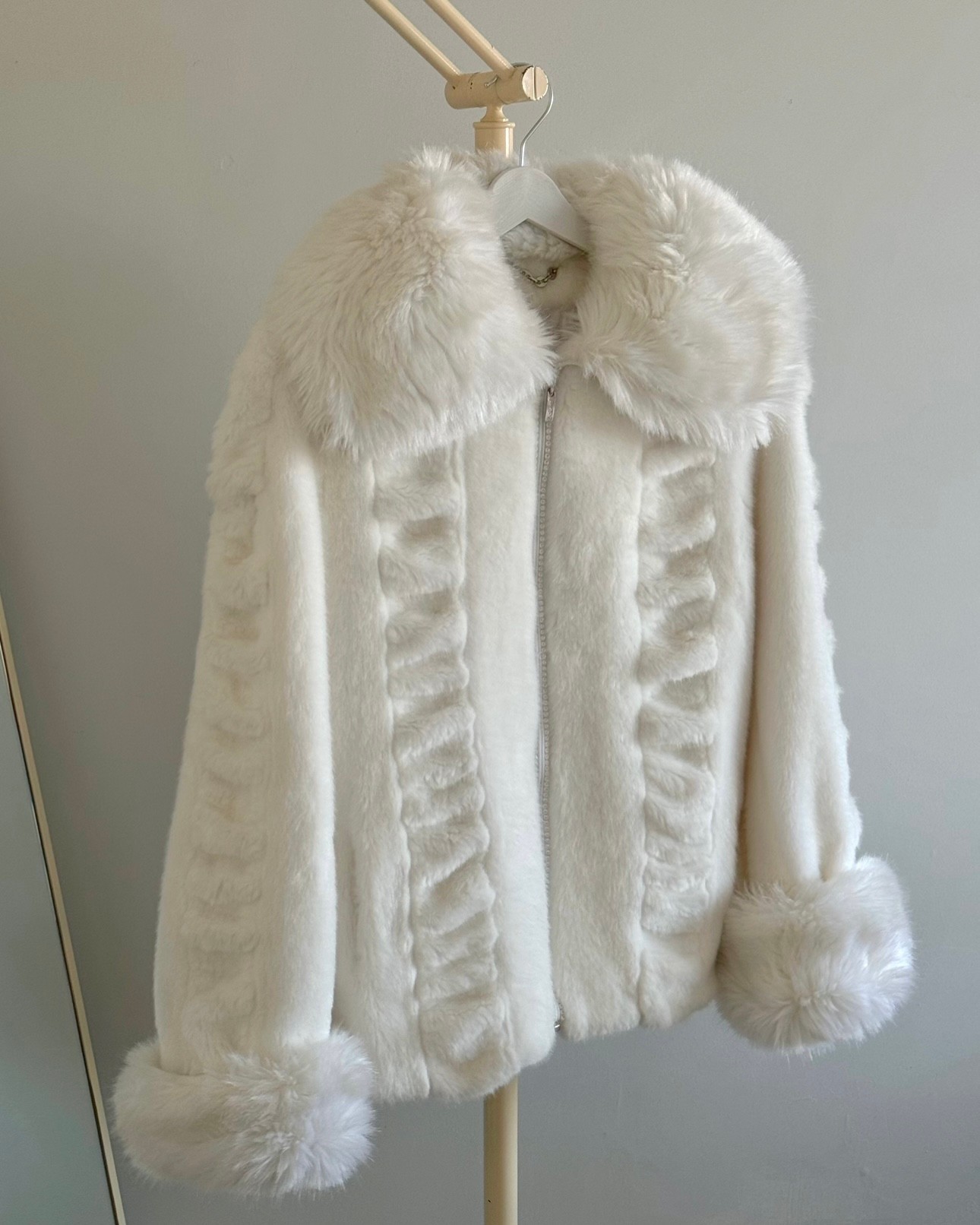 Vintage White Faux Fur Coat