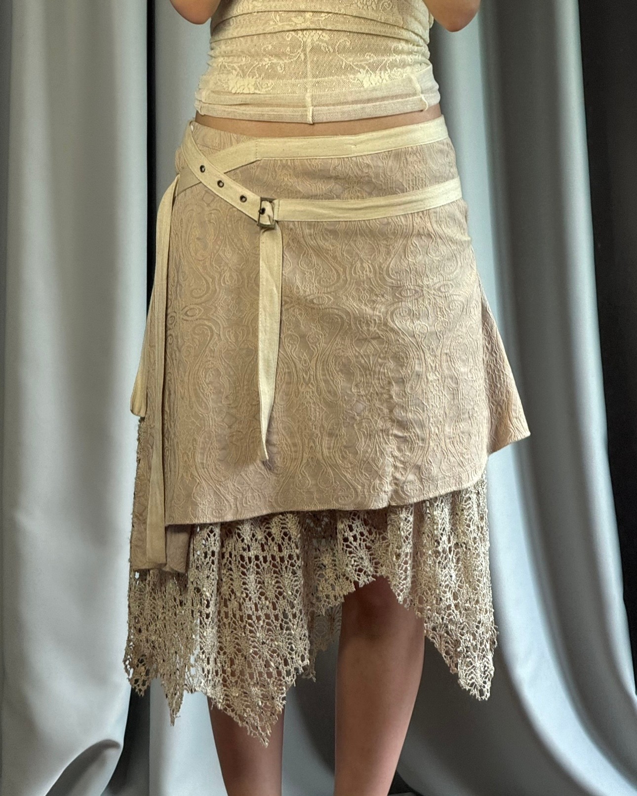 Asymmetric Beige Skirt