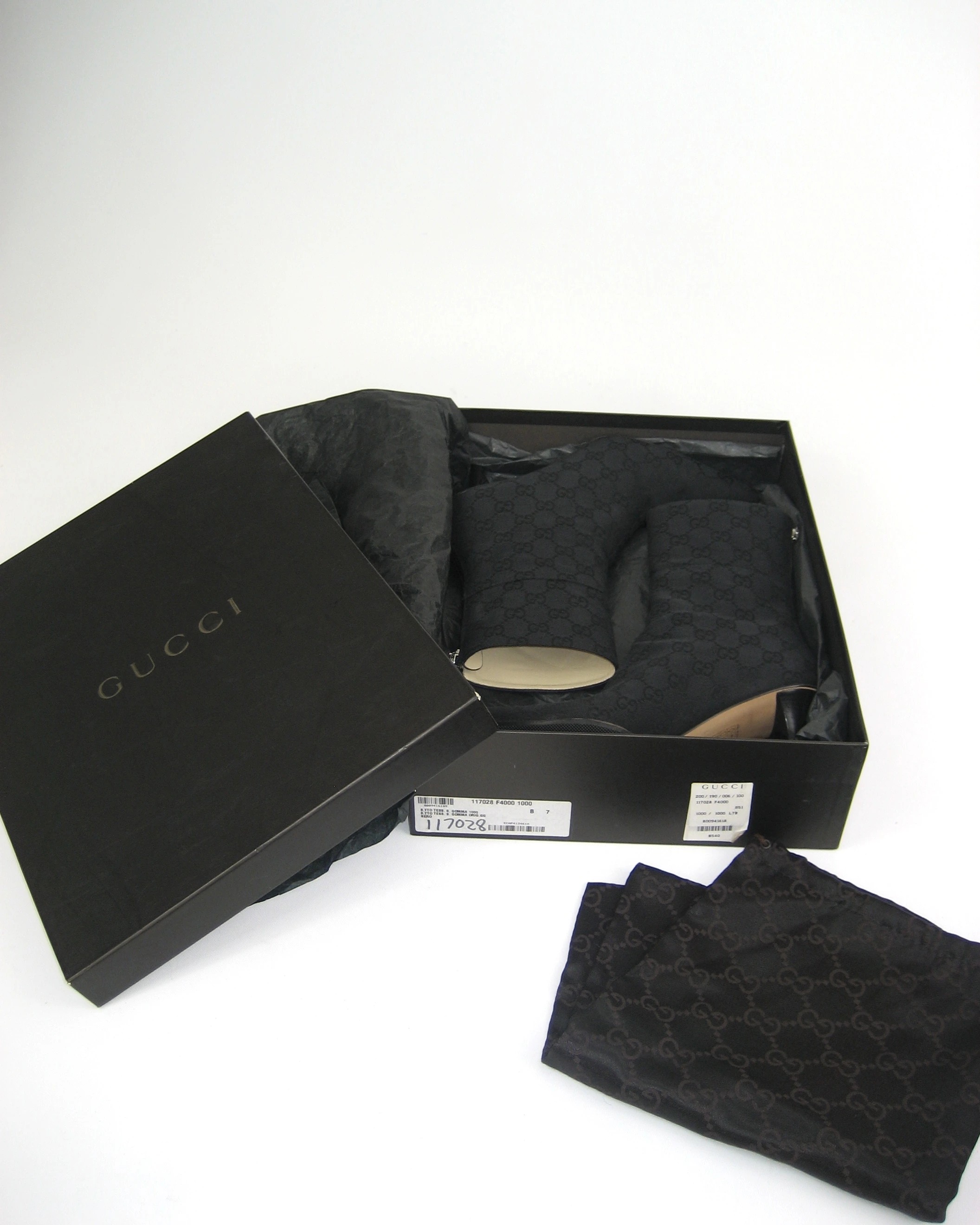 Gucci Black Monogram Ankle Boots