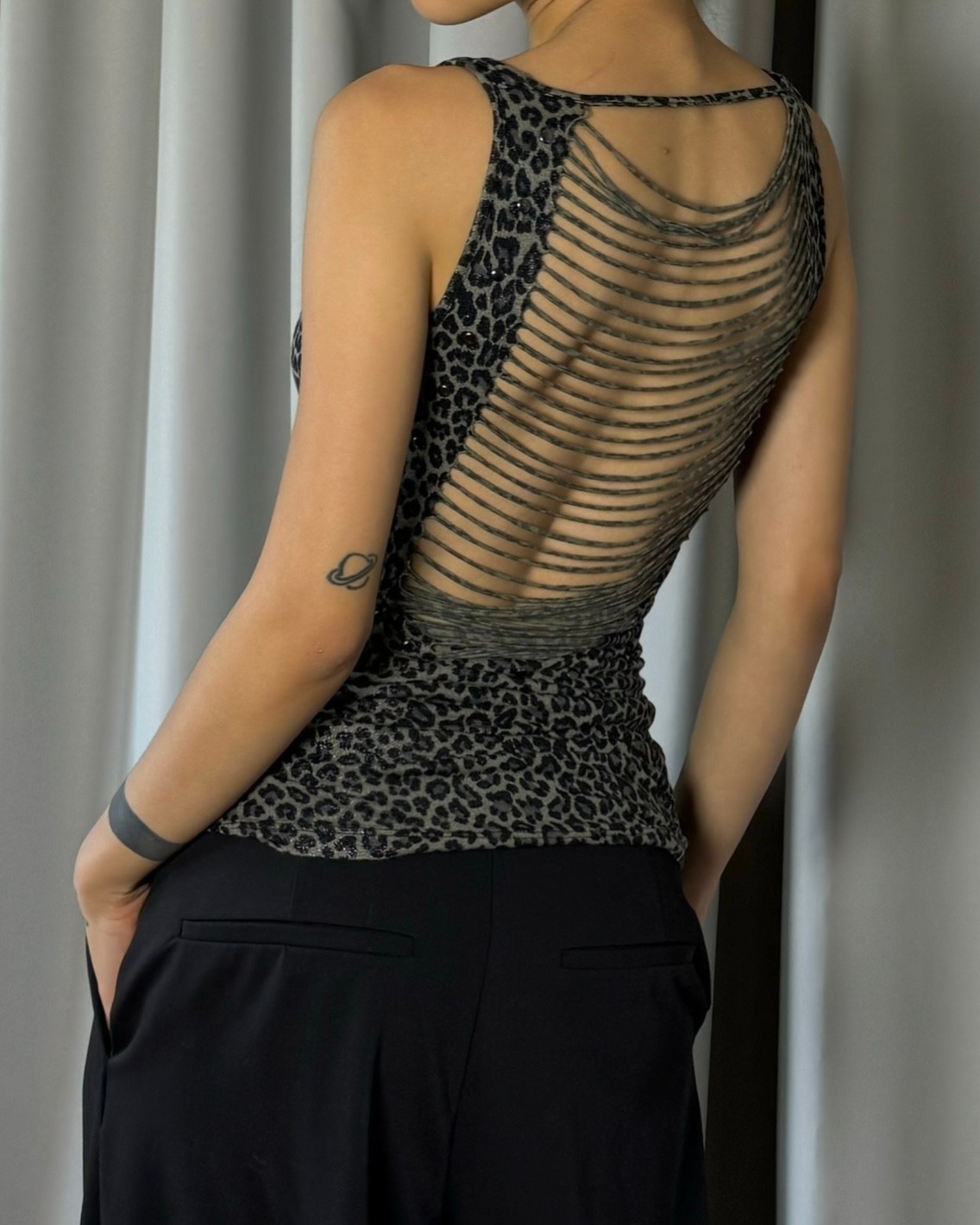 Leopard Blouse with Back Detail