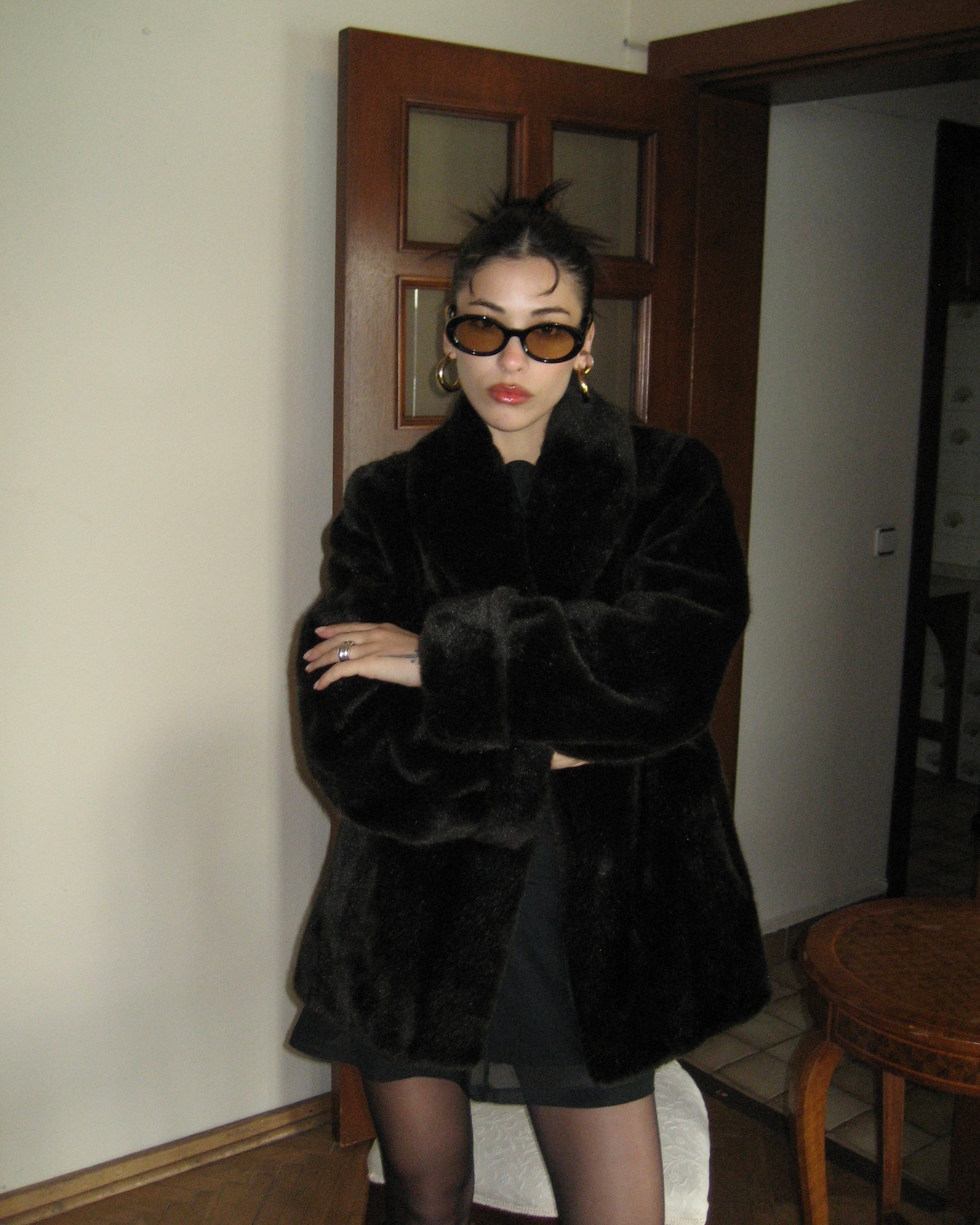 Brown Short Faux Fur Coat