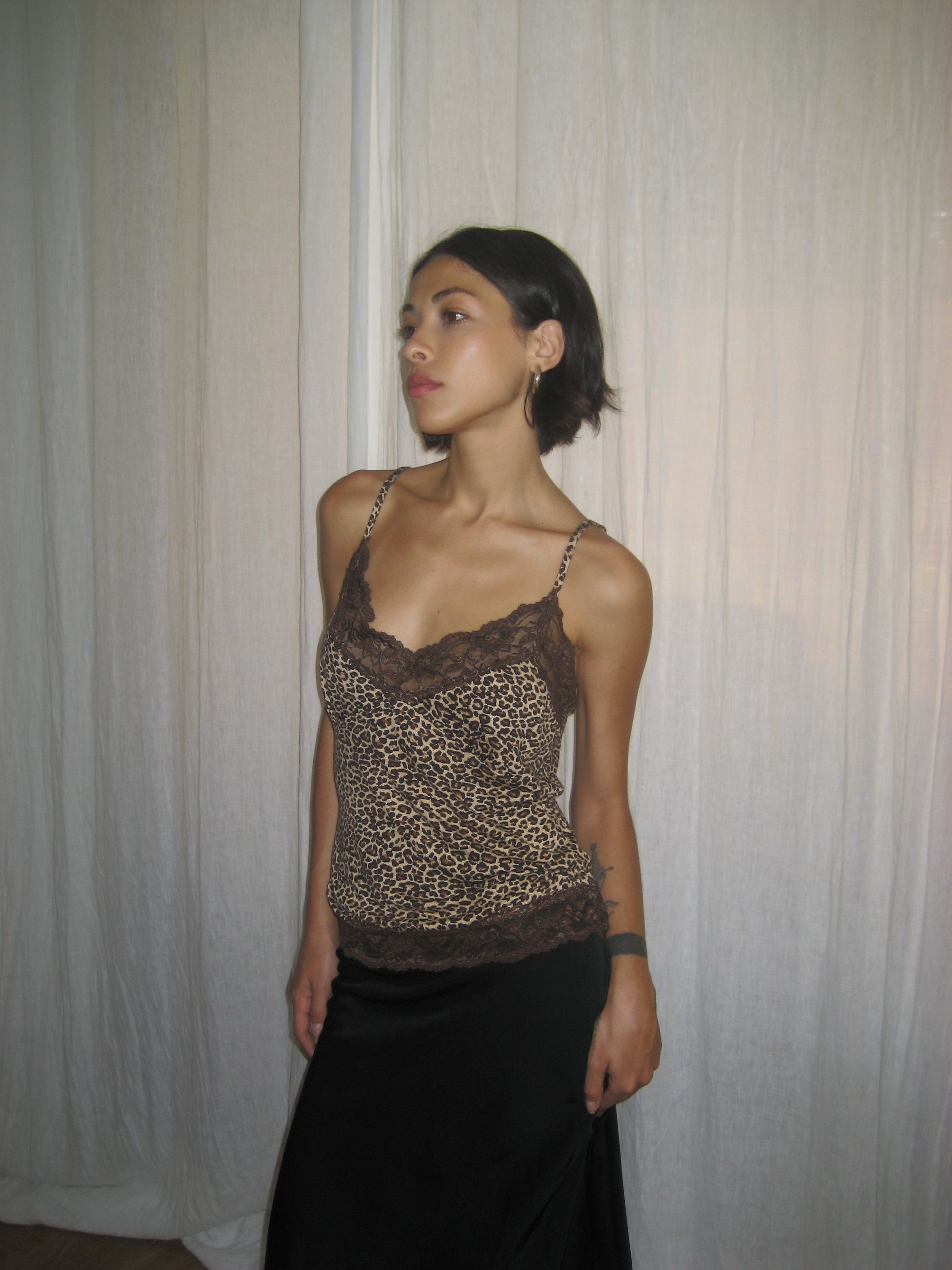 Lace Detailed Leopard Strappy Blouse