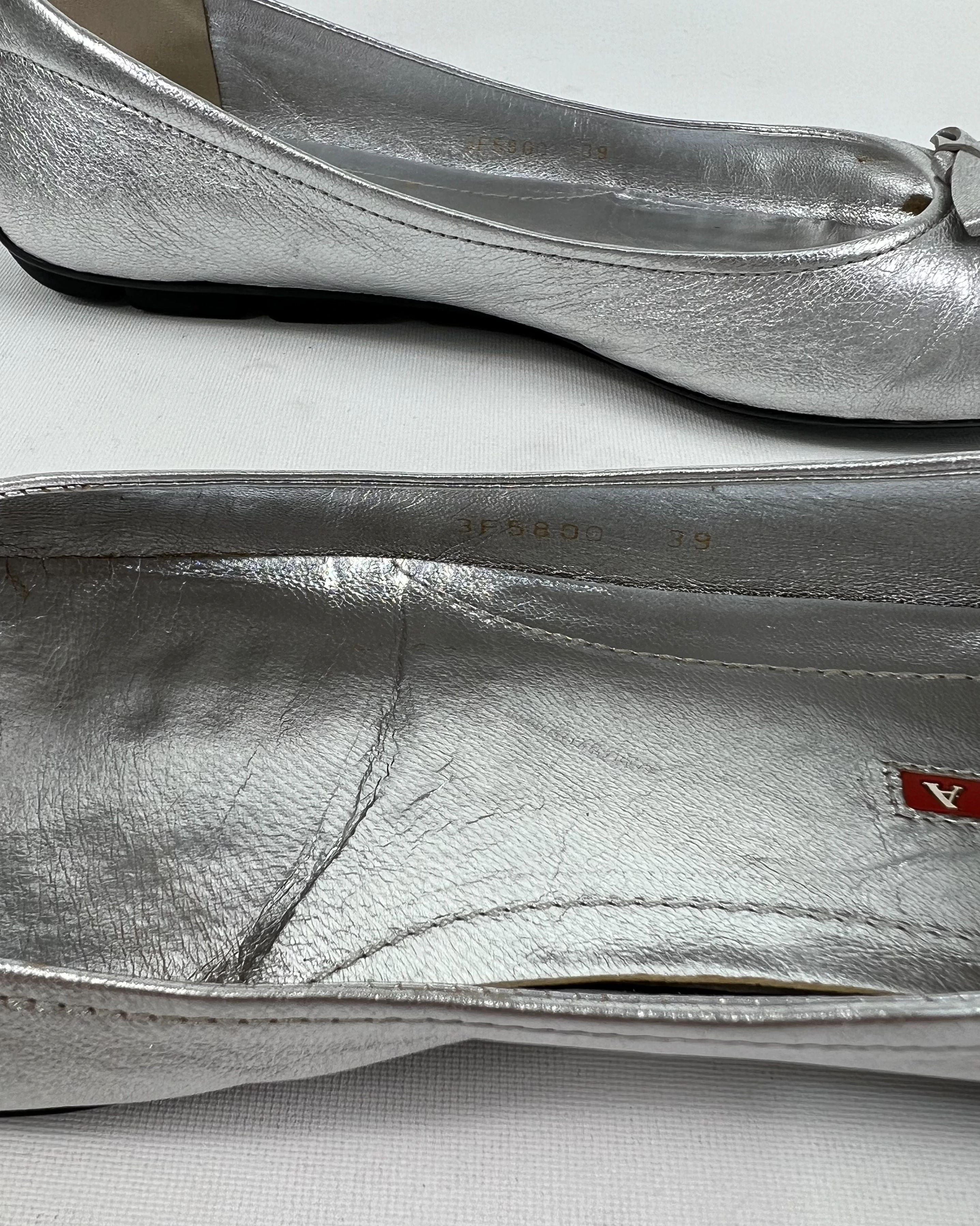 Prada Metallic Silver Ballerina